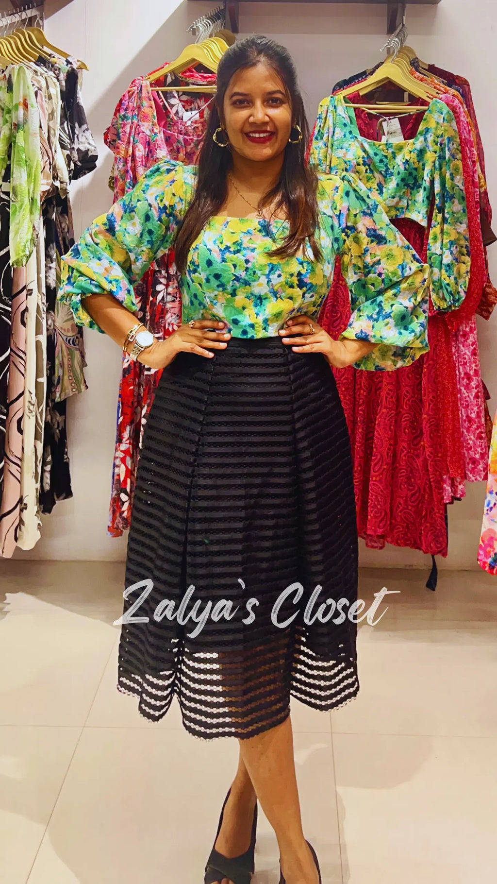 Square Neck Cotton Smocking Top - Dark Green image