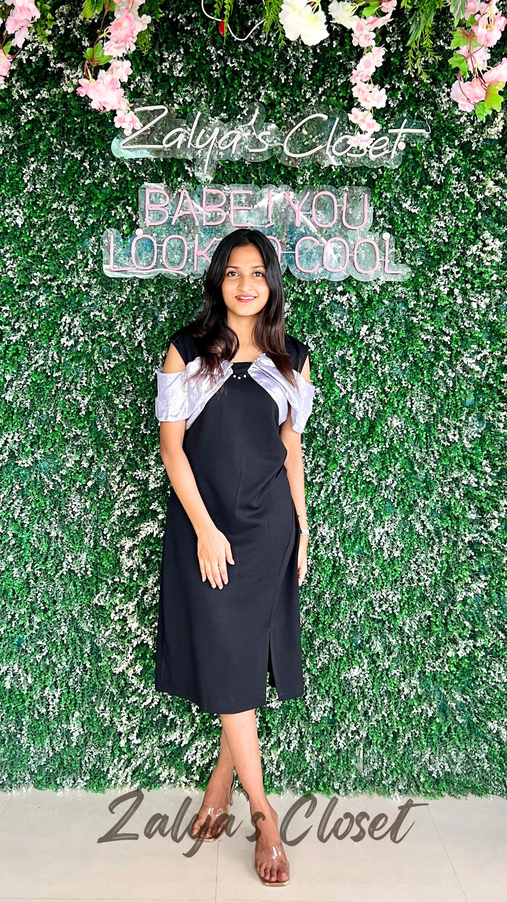 Imported Shiny Bodycon Dress - Purple image