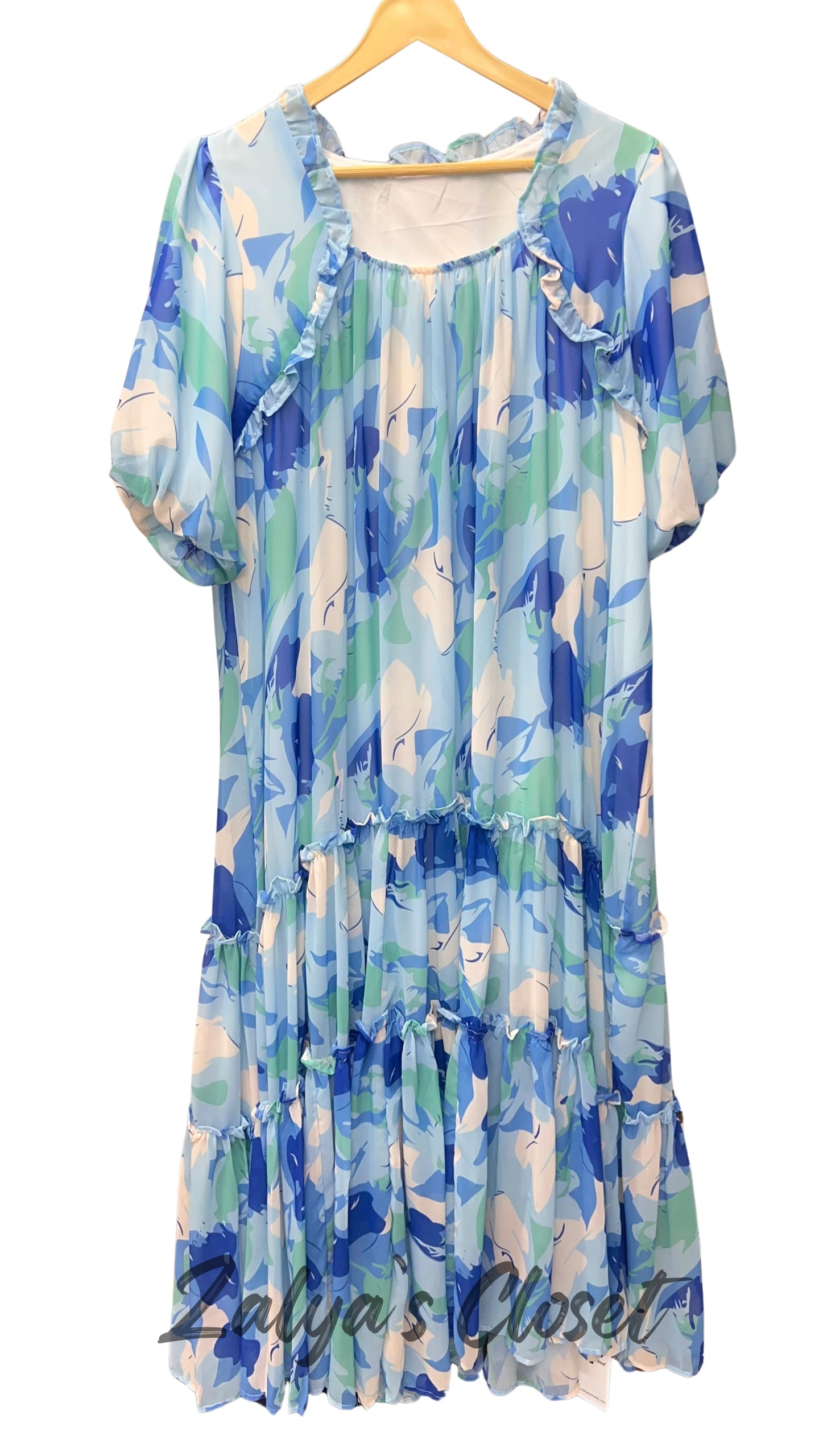 Imported Printed Gown - Blue image