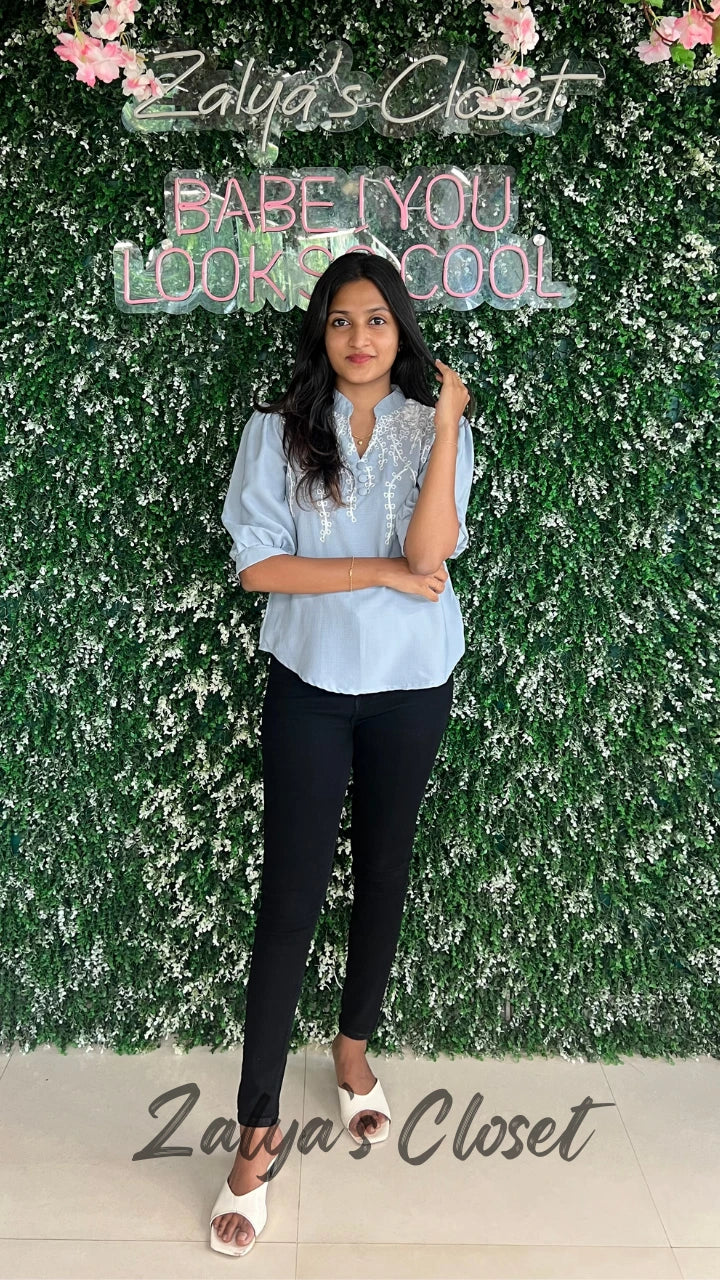 Embroidered Tops - Blue image