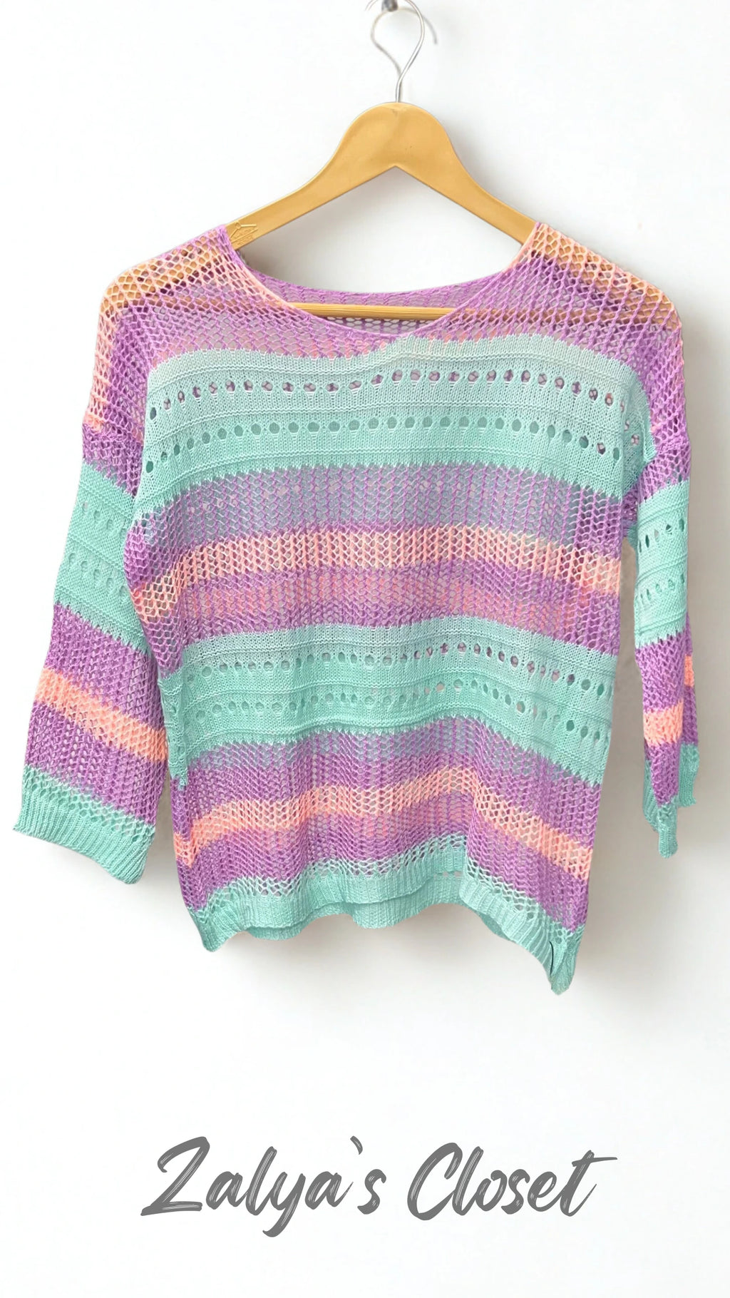 Horizontal Striped Crochet Tops image 1