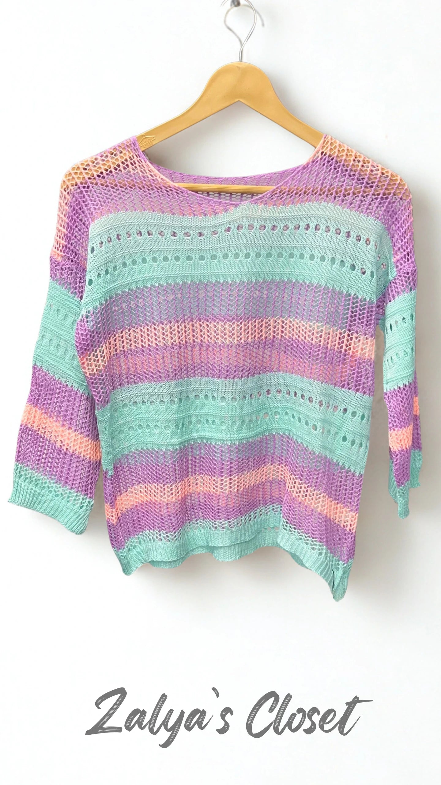 Horizontal Striped Crochet Tops image 1