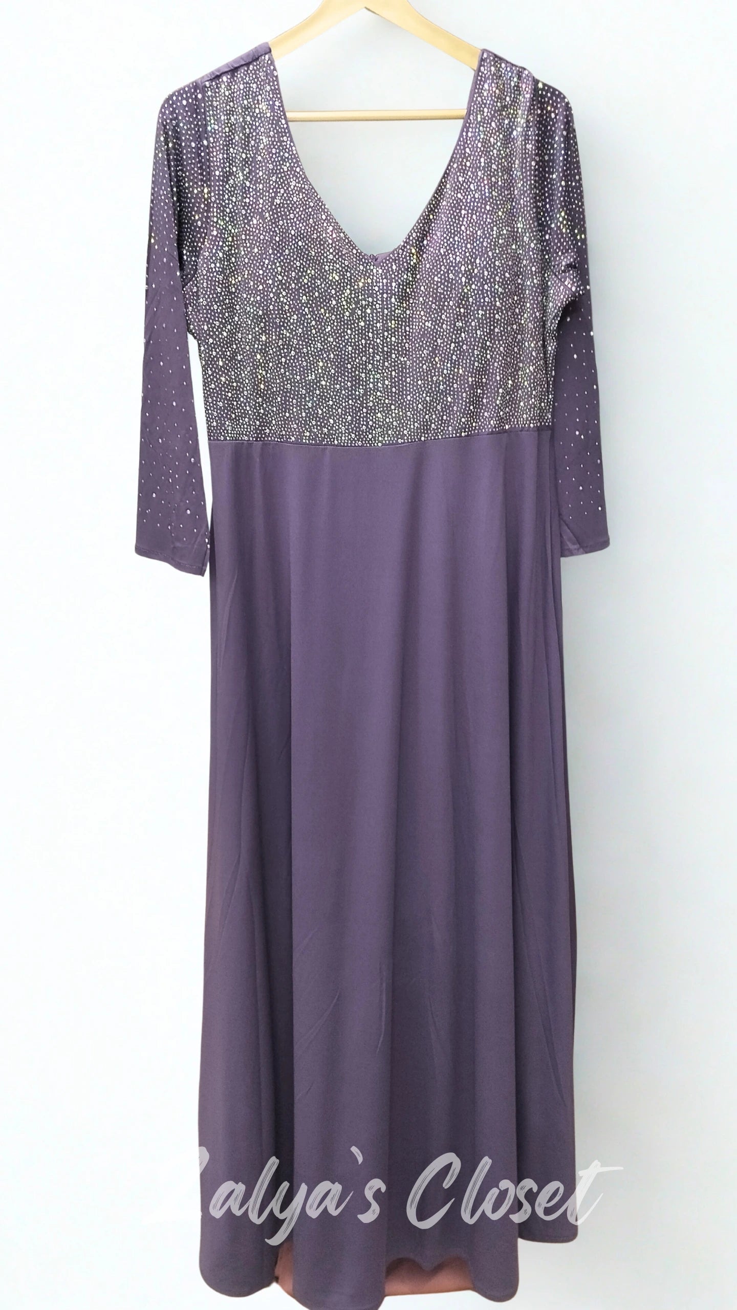 Half Multi Color Stone Work Dress - Purple, 40-44 image