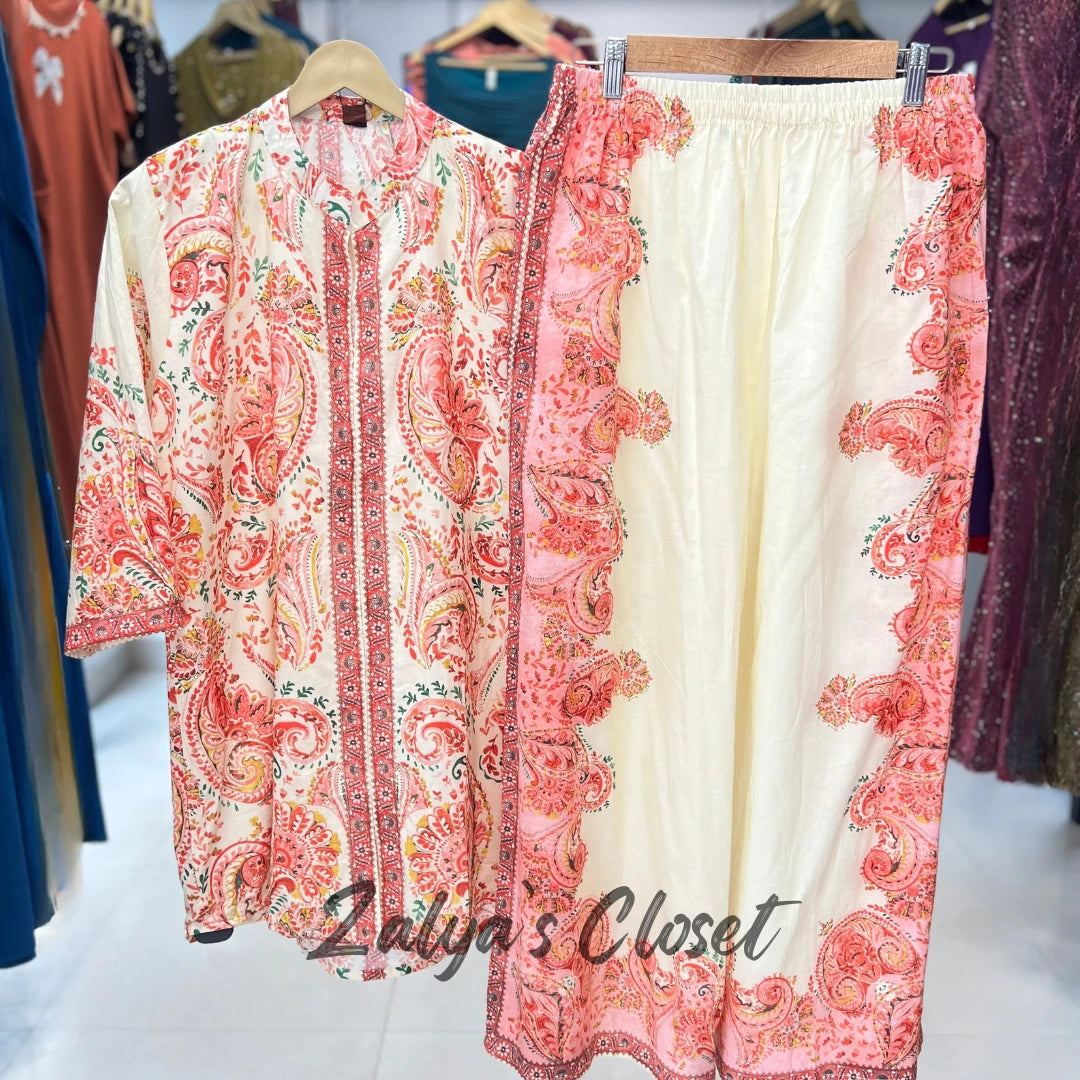 Side Printed Top and Pant Co-ord Set - 36 - 40 image