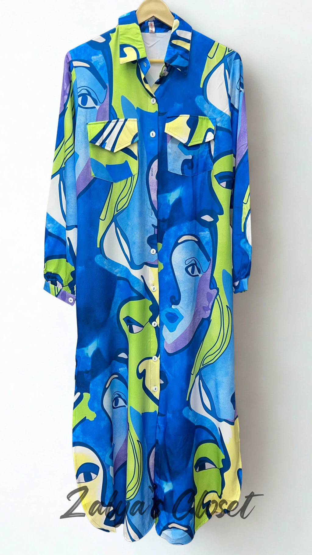 Funky Printed Shirt Dress - Blue image