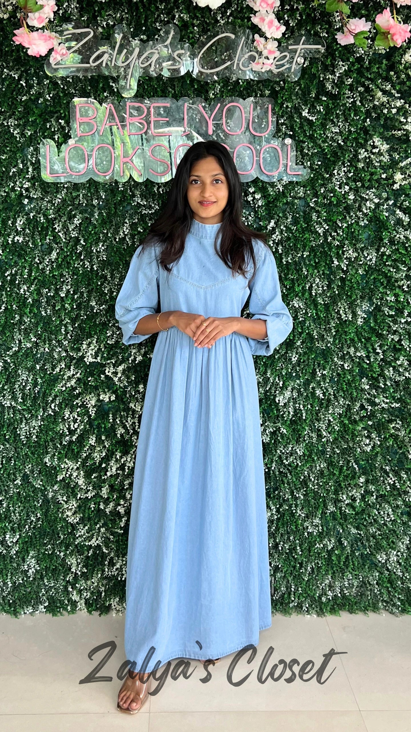 Collar Cotton Denim Long Dress image 0