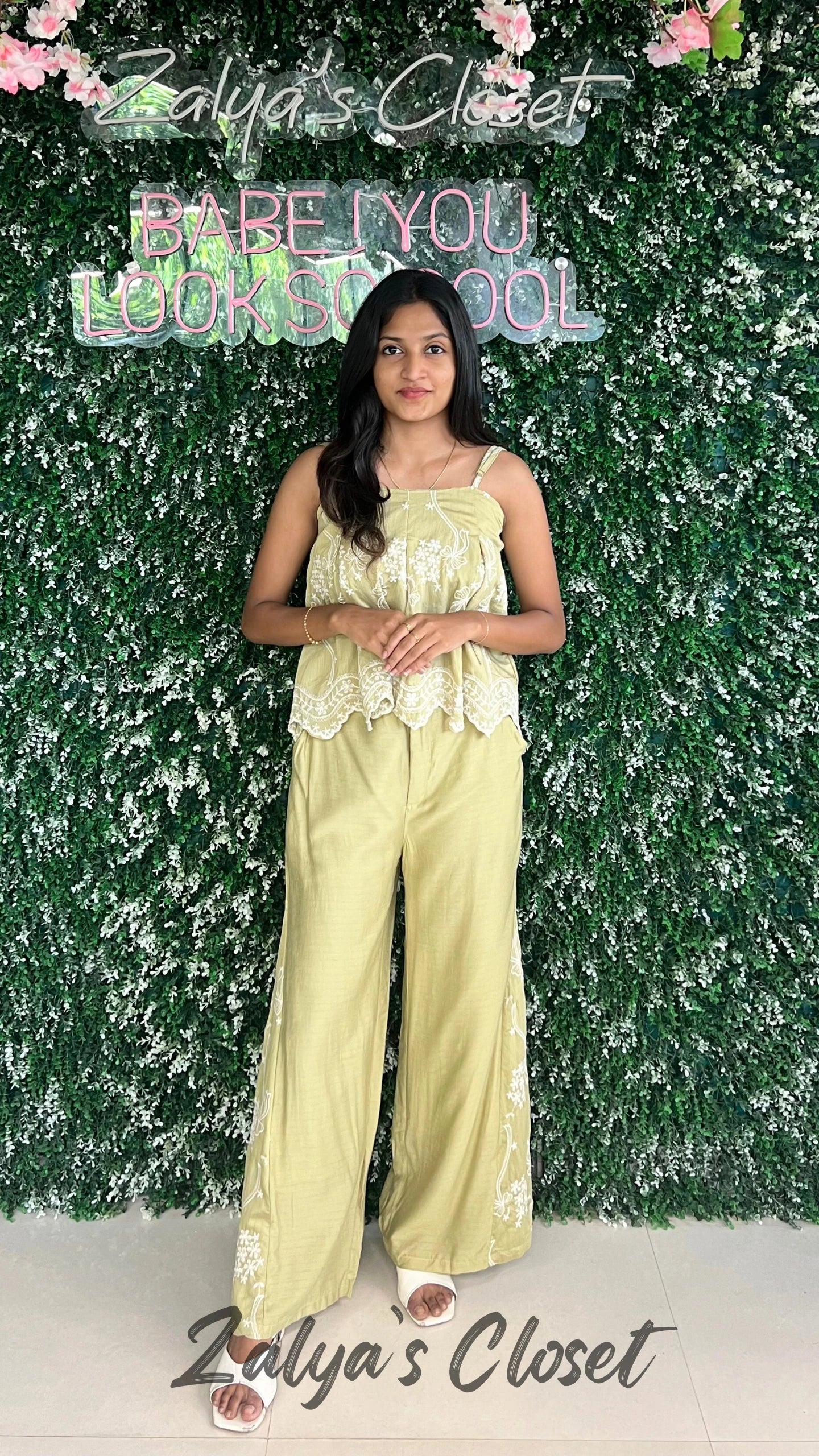 Top and Pant Side Printed Co-ord Set - Pista Green image