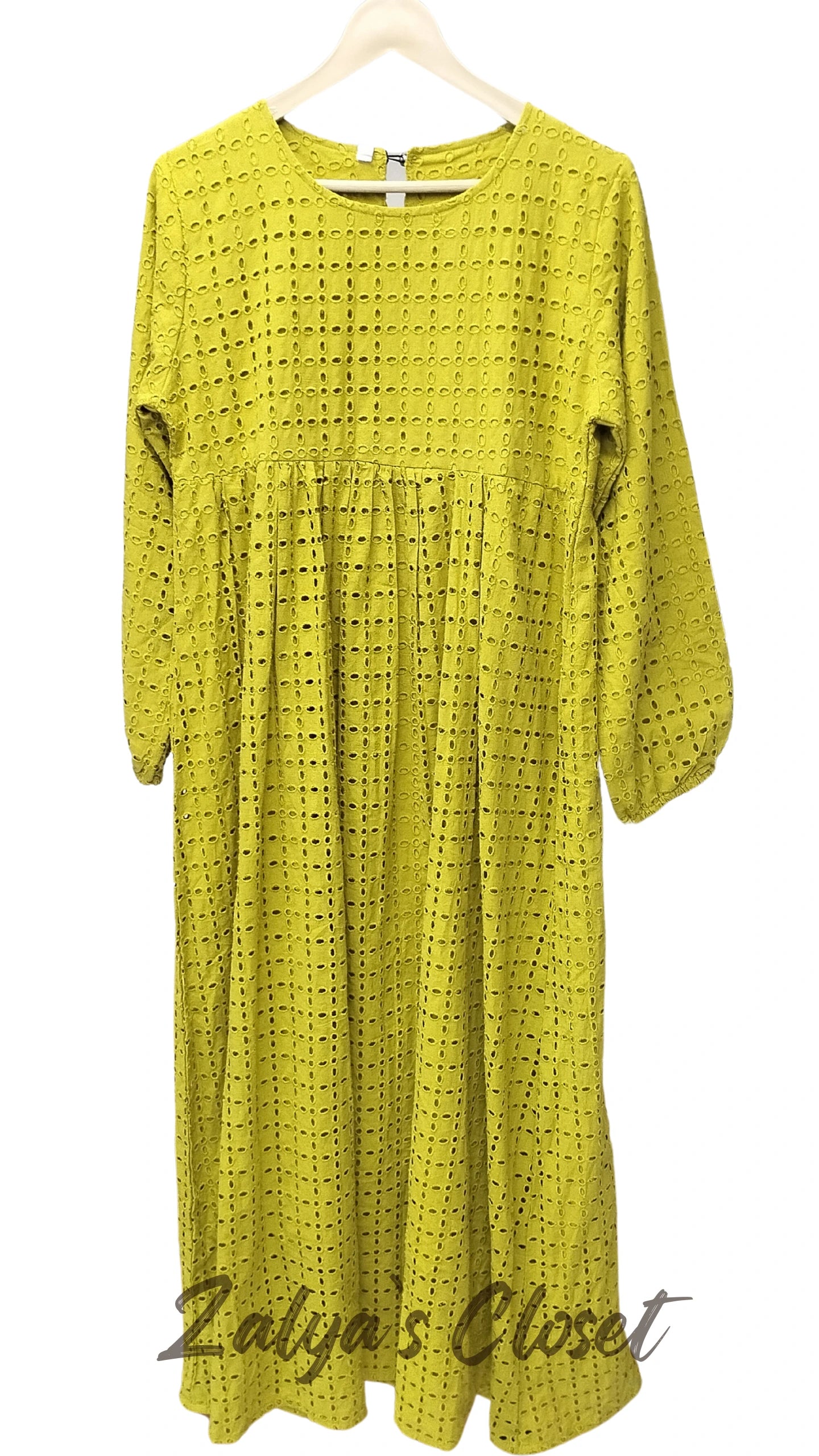 Premium Cotton Schiffli Long Dress With Belt image 3