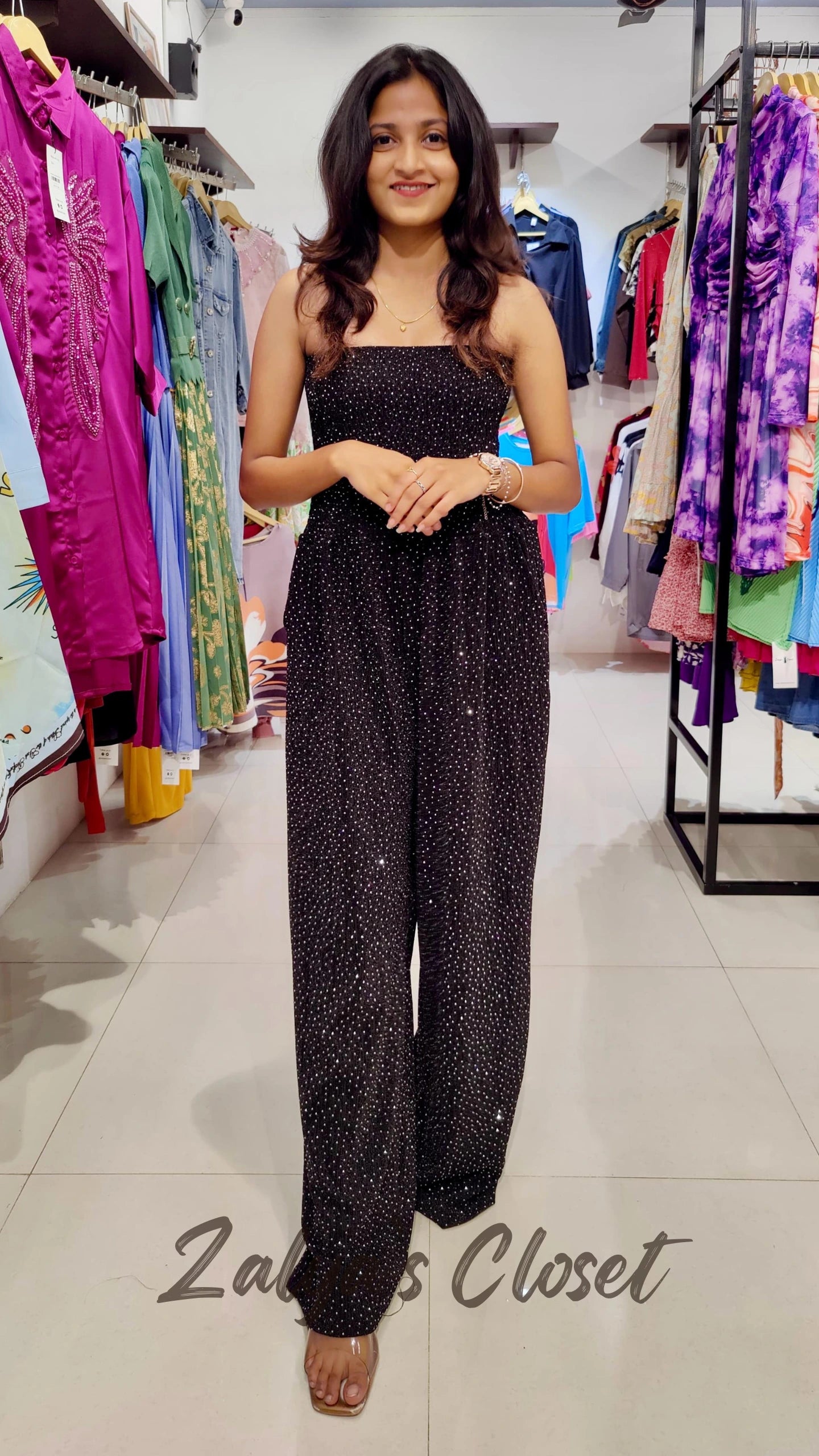 Smocking Pattern Party Wear Jumpsuit image 8