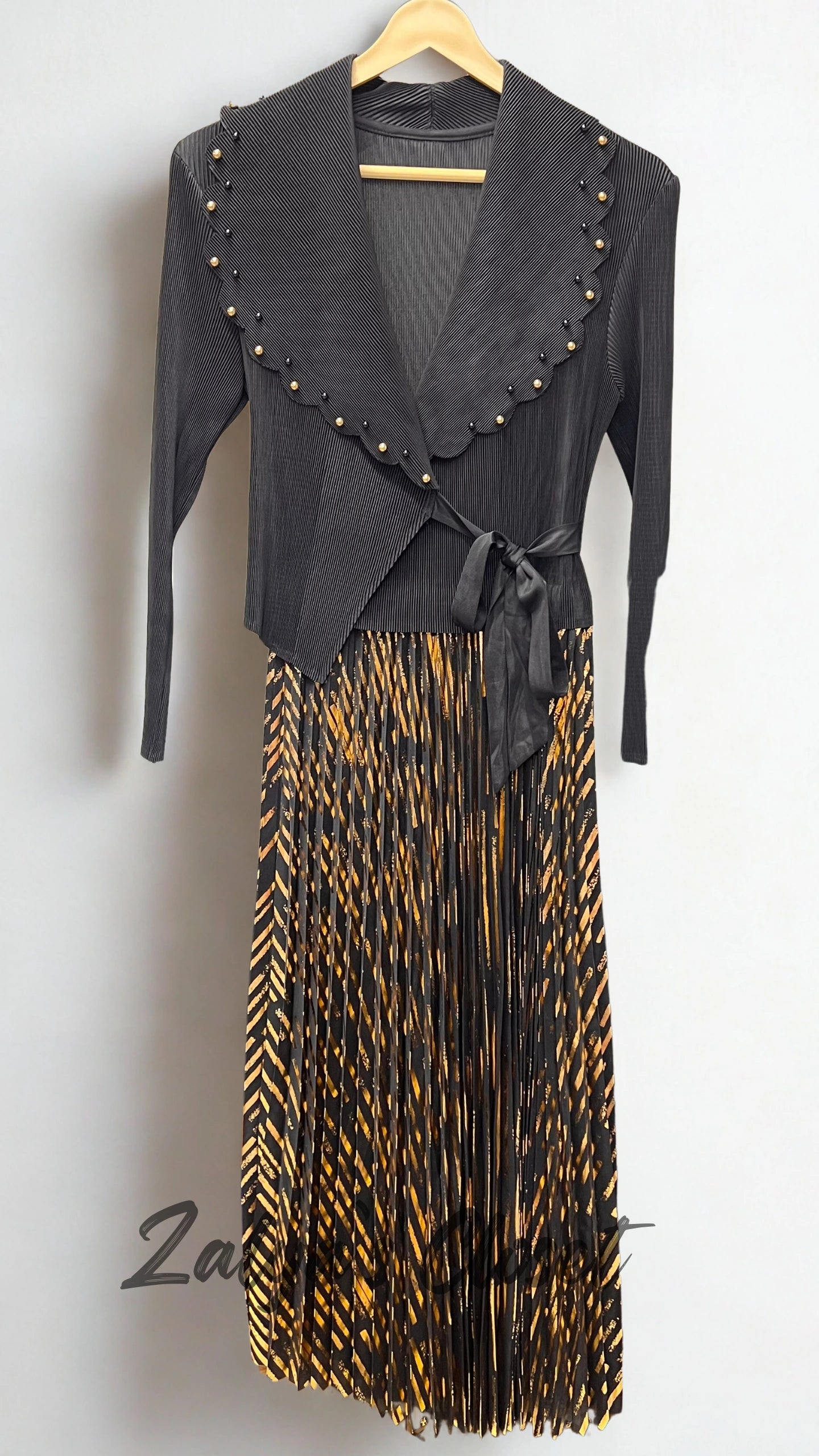 Imported Party Wear Foil Work Magic Dress - Black image