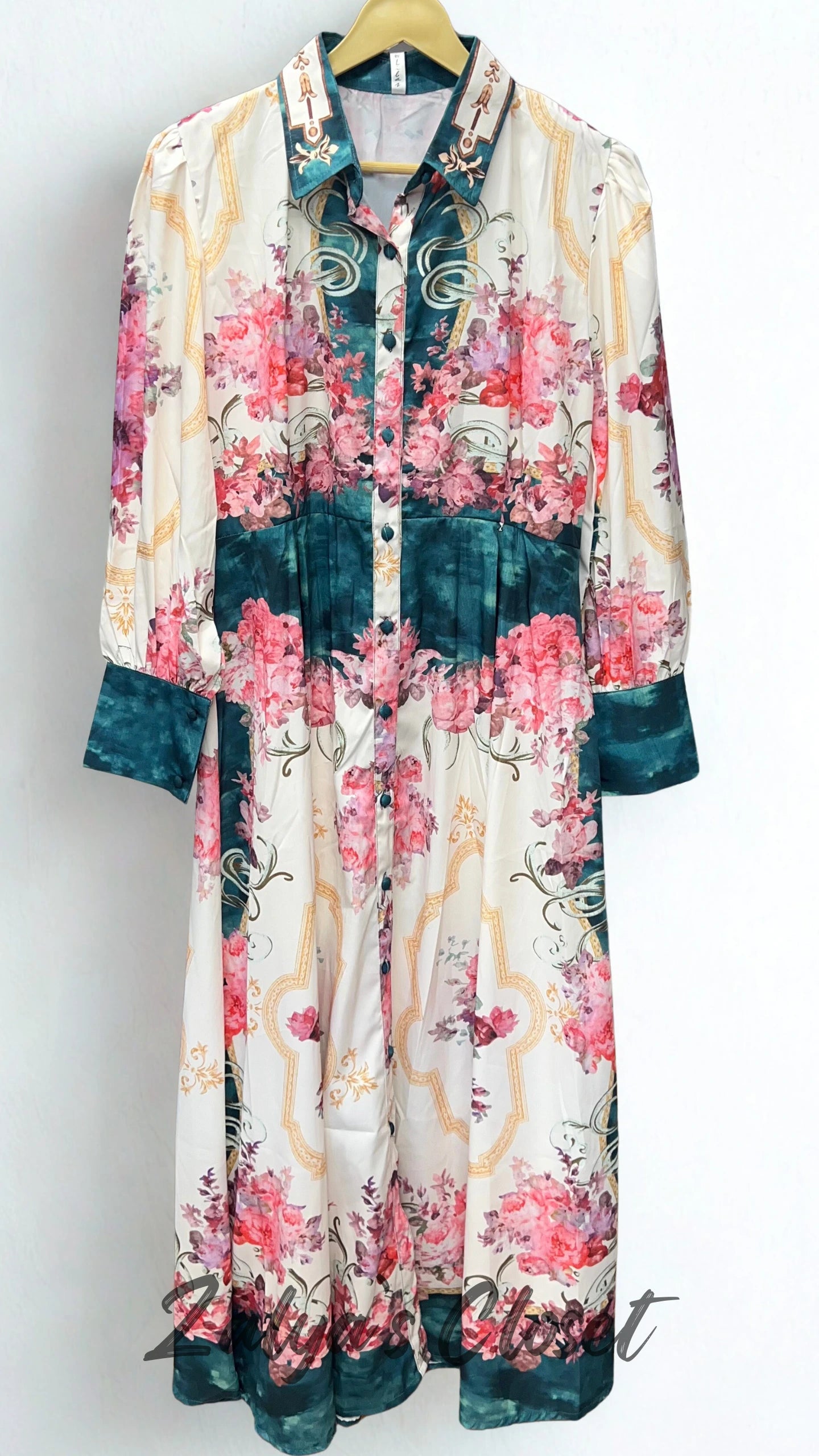 Flower Printed Full Length Gown with Belt image 2