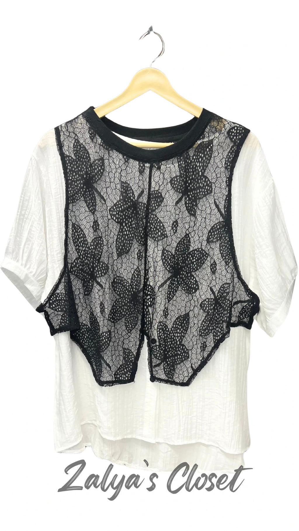 Shirt With Attached Lace Work On Top image 2