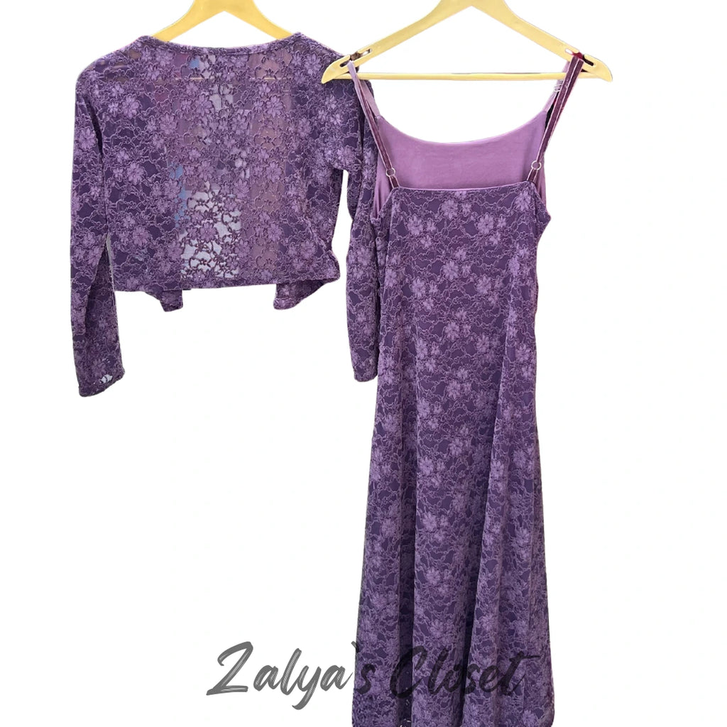 Imported Lace Design Slip Dress with Shrug image 10