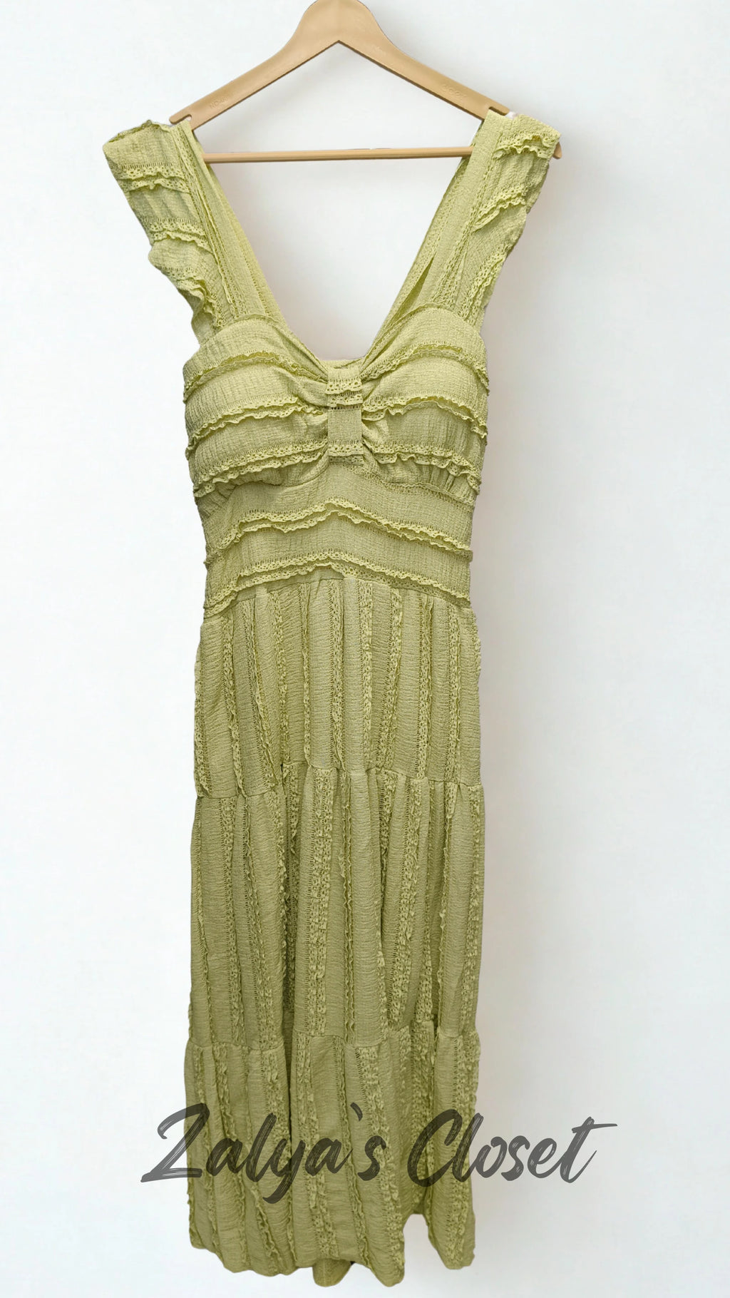 Imported Tiered Dress - Green image