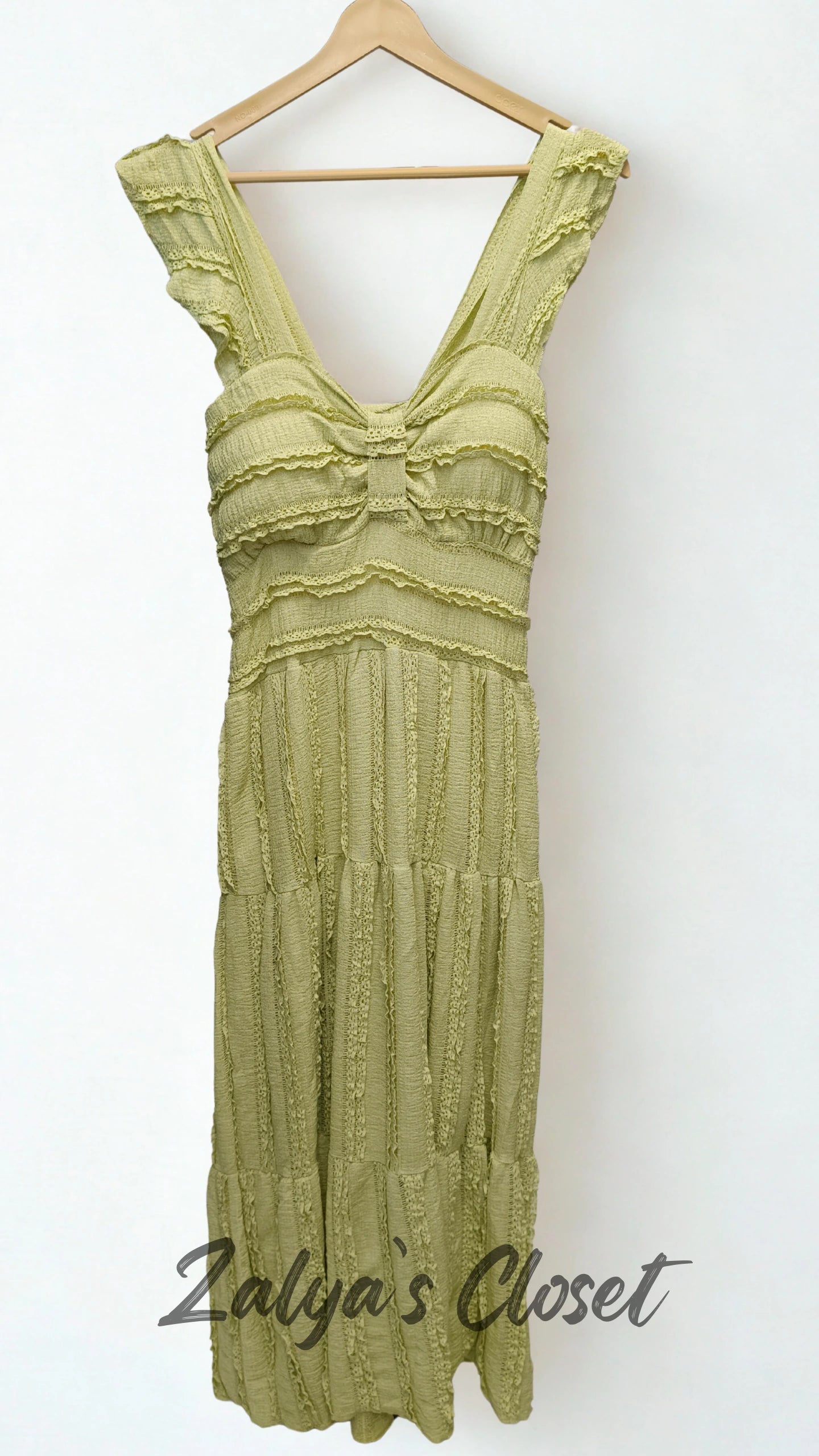 Imported Tiered Dress - Green image
