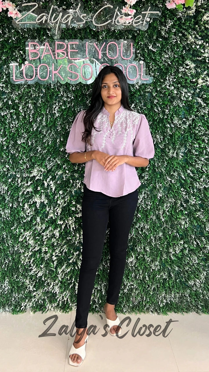 Embroidered Tops - Purple image