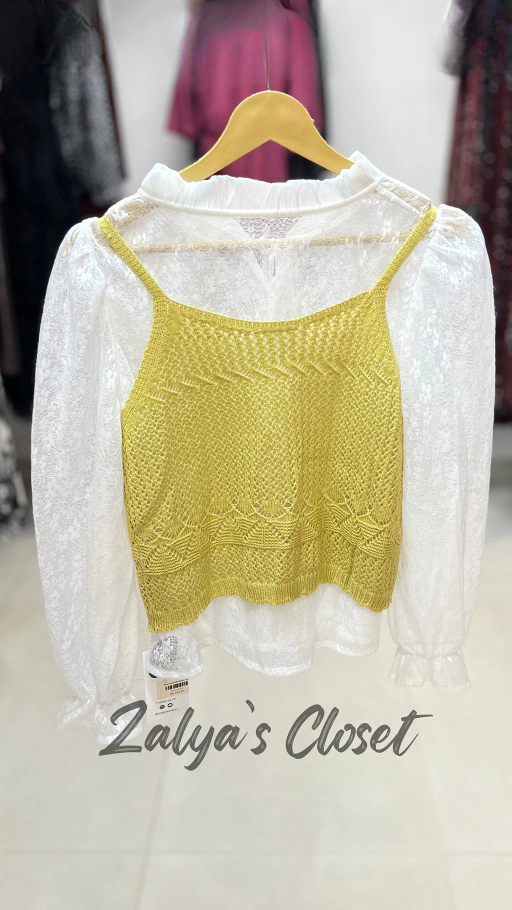 White Lace Top with Vest on Top image 1