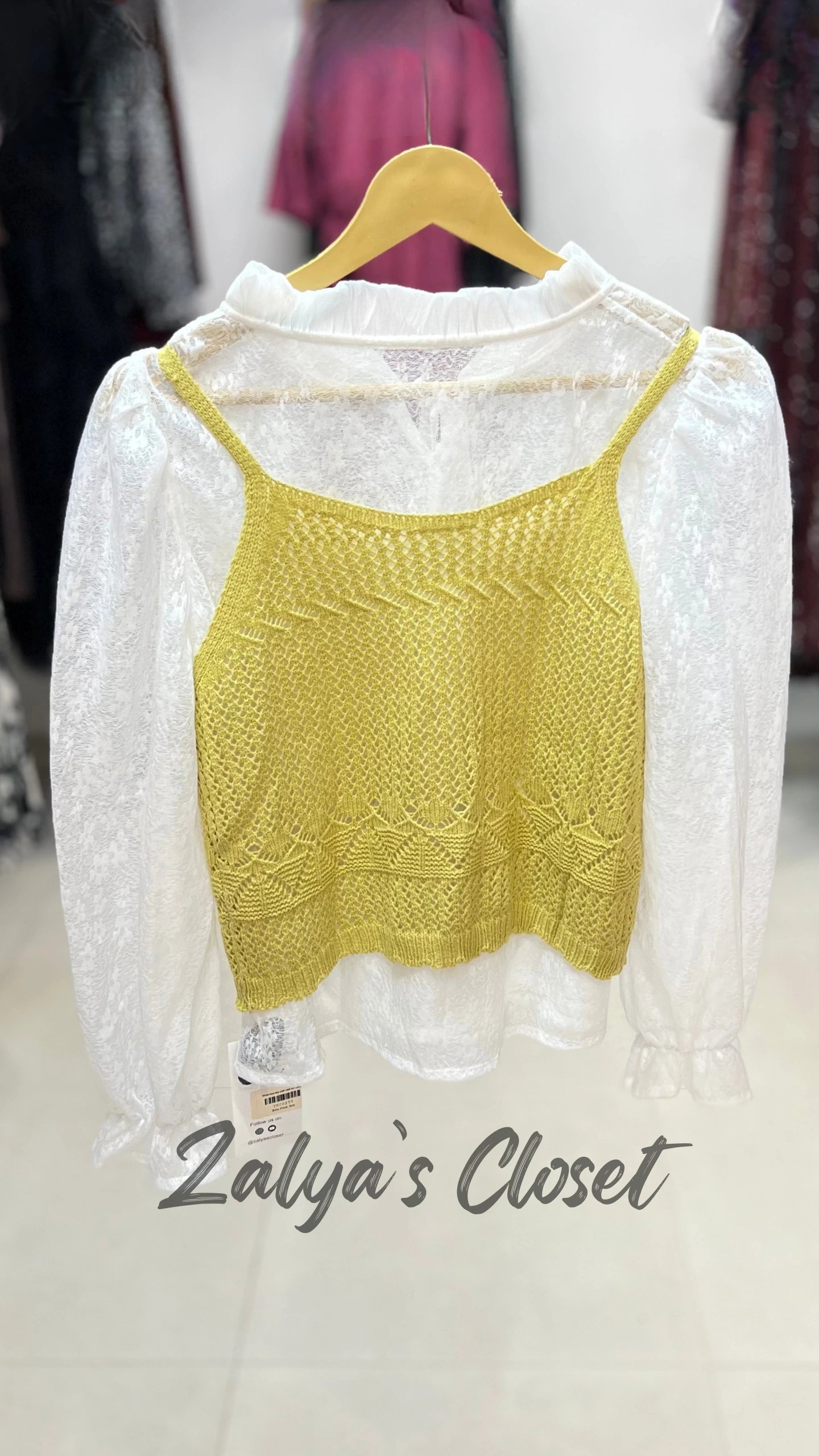 White Lace Top with Vest on Top image 1