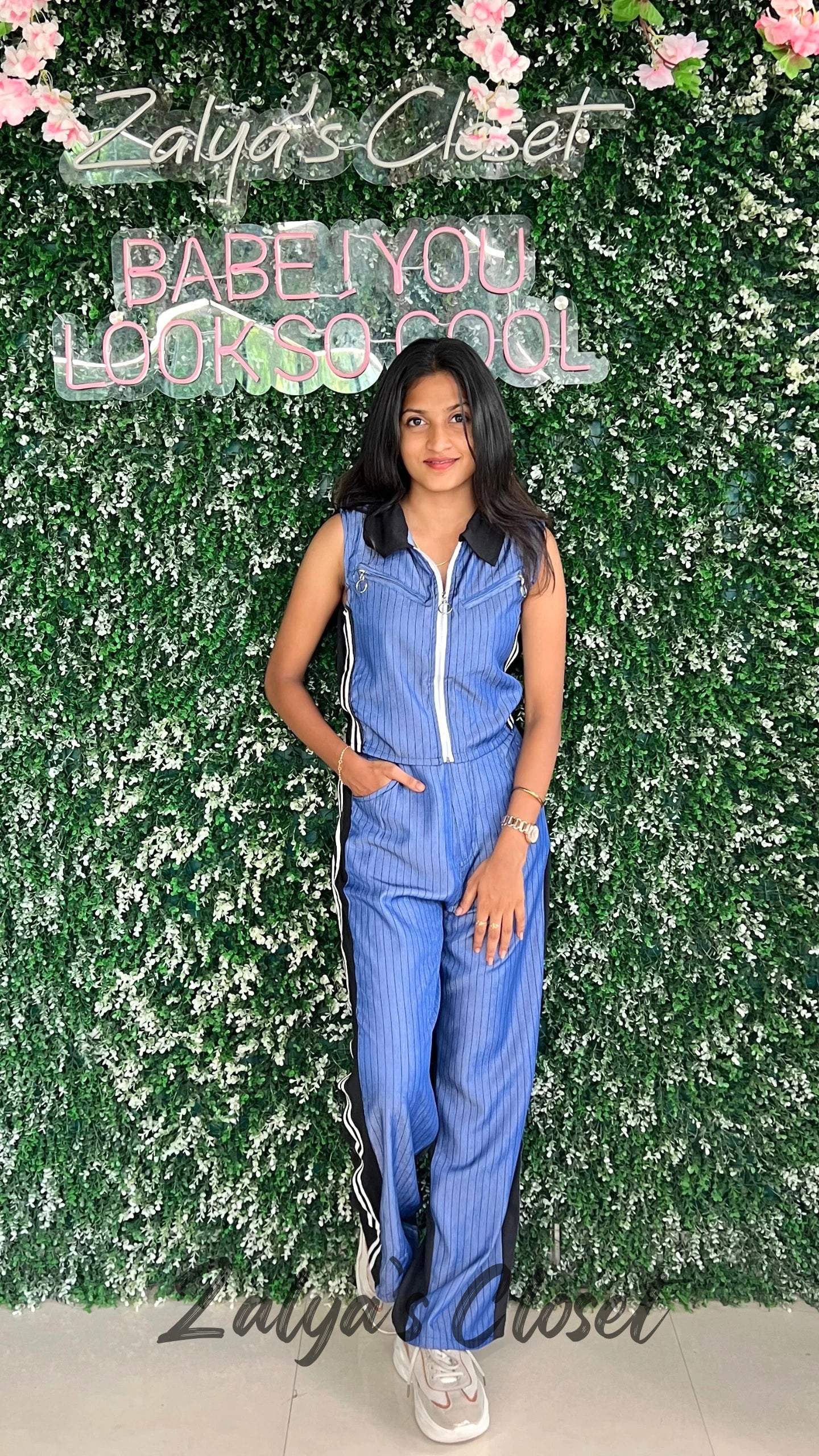 Sleeveless Vertical Striped Denim Co-ord Set image 4