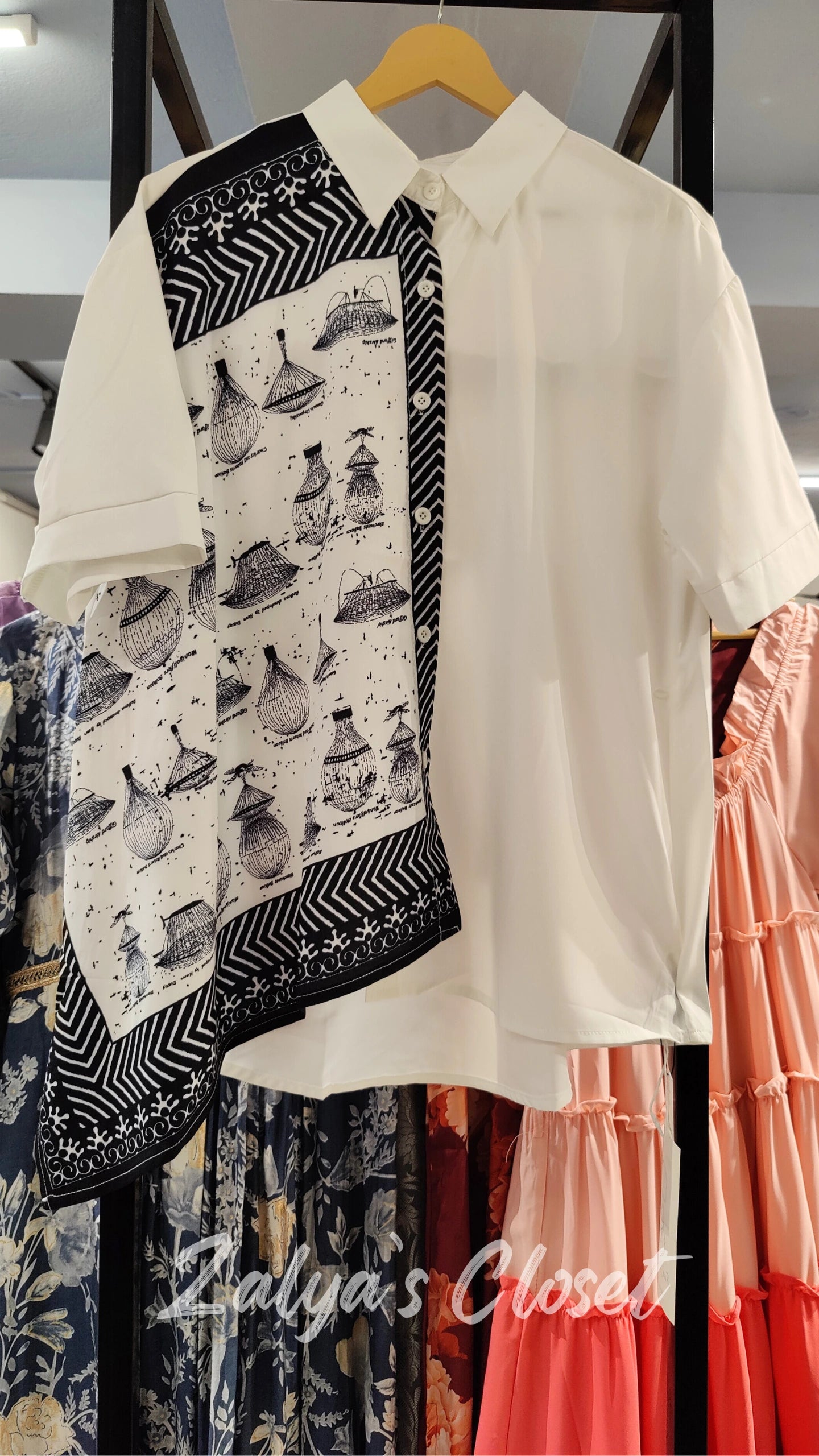 One Side Printed Asymmetrical Imported Shirt image 4