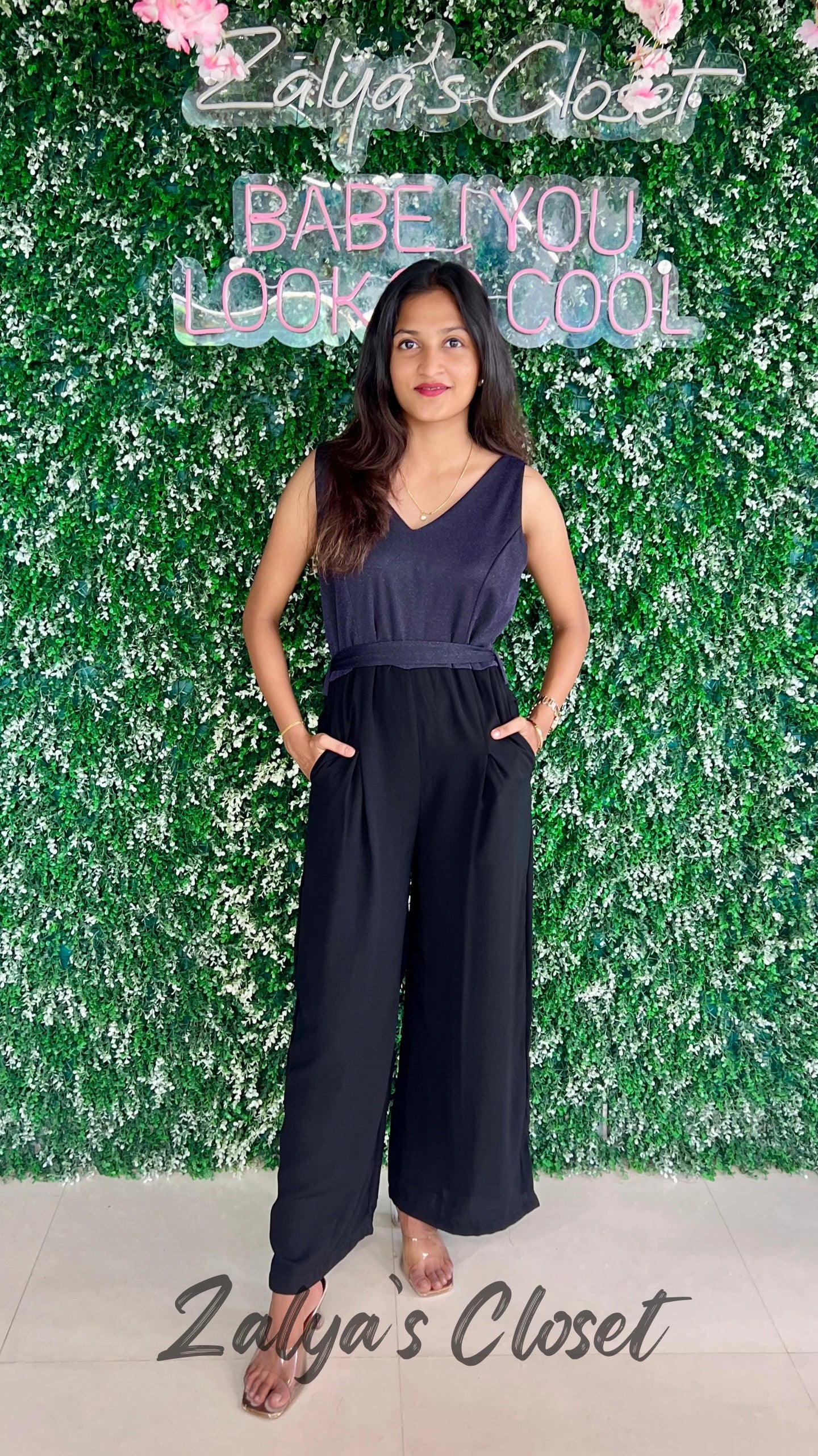 Party Wear Half Shimmer Jumpsuit - Lavendar image