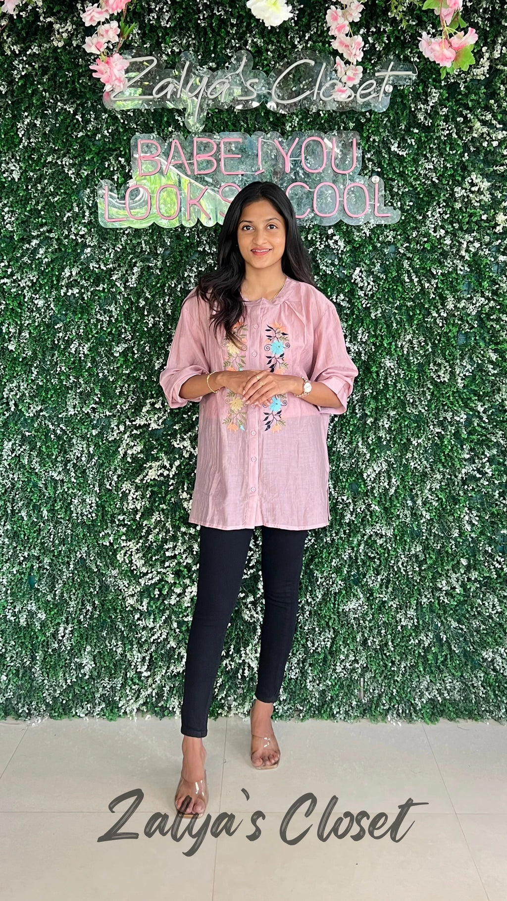 Embroidered Tops Plus Size - Pink, 40-44 image