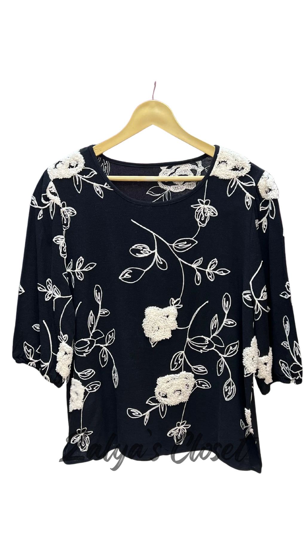 Imported Embroidery Tops - Black image