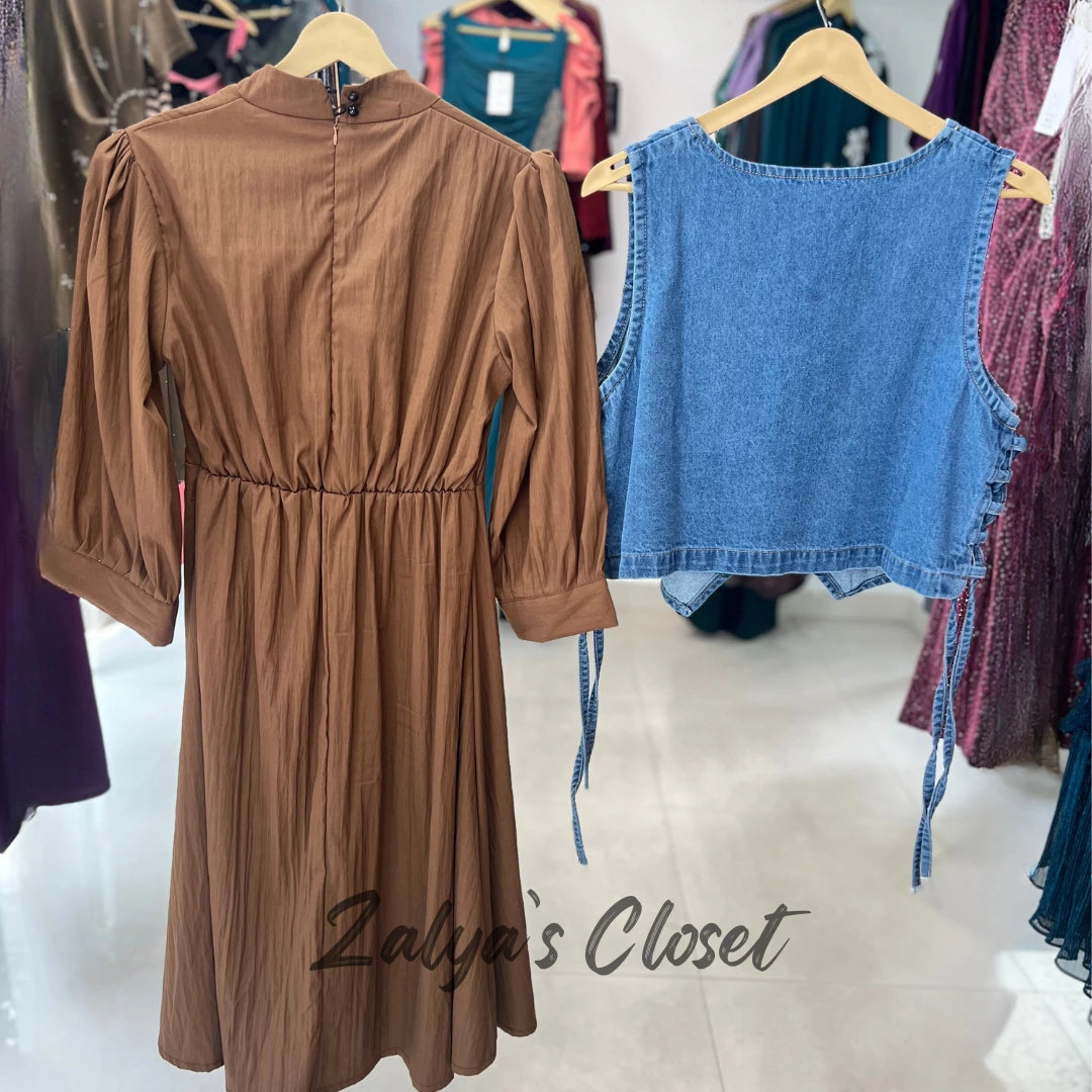 Long Dress with Denim Jacket on Top image 3