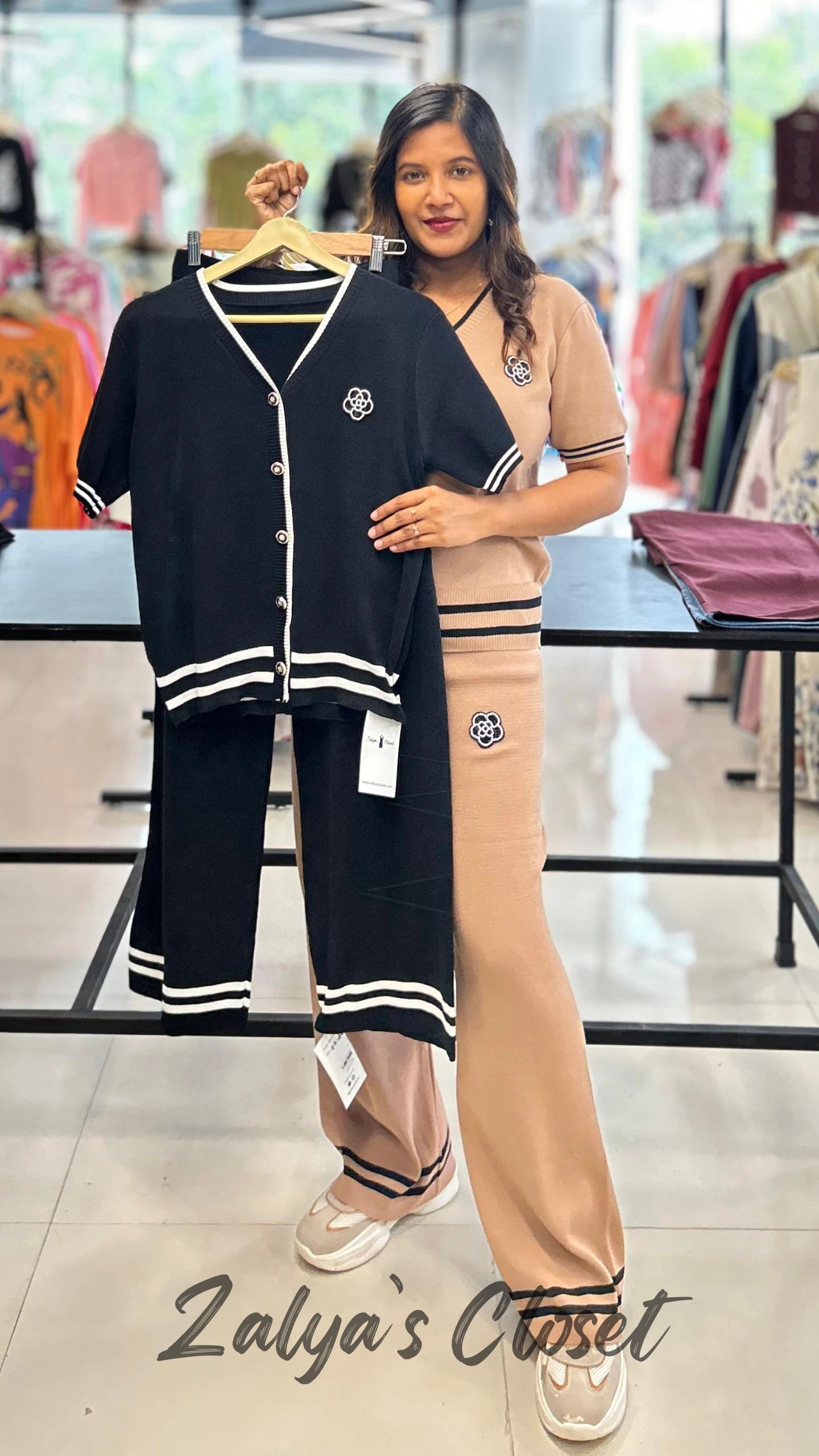 Imported Airport Look Co-ord Set with Bottom Striped image 2