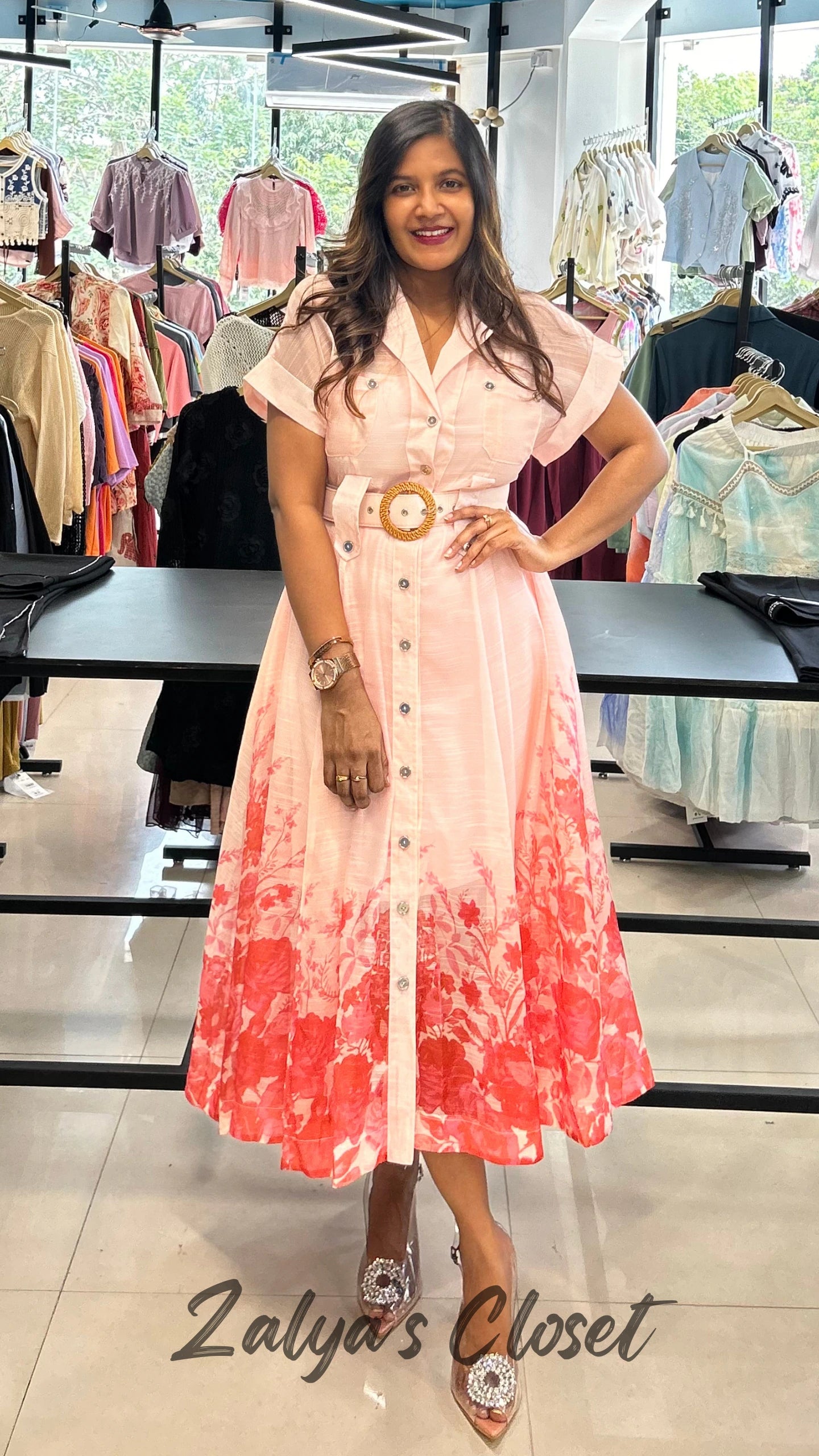 Imported Printed Dress with Inner and Belt image 2