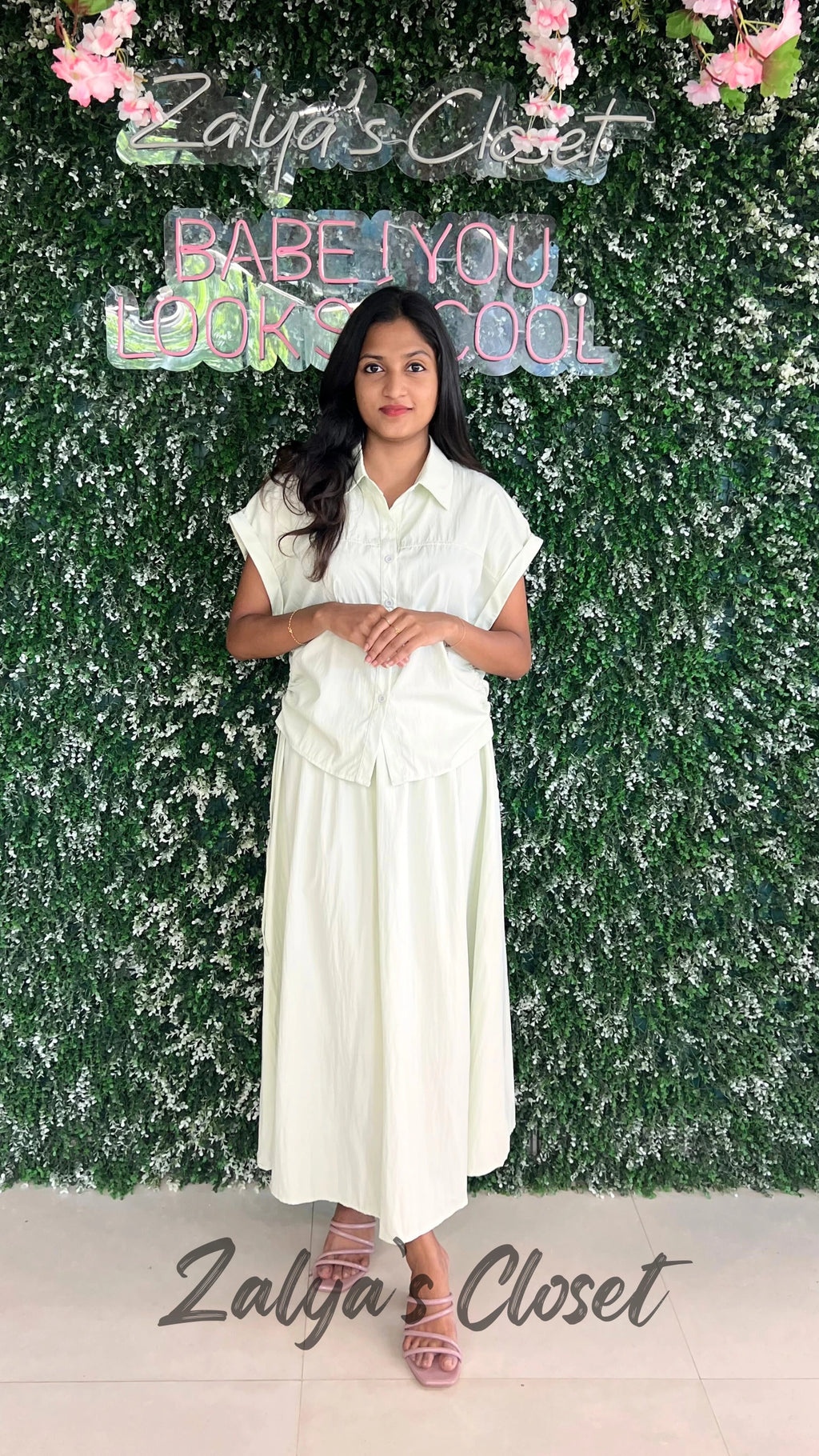 Imported Top and Skirt Co-ord Set - Light Green image