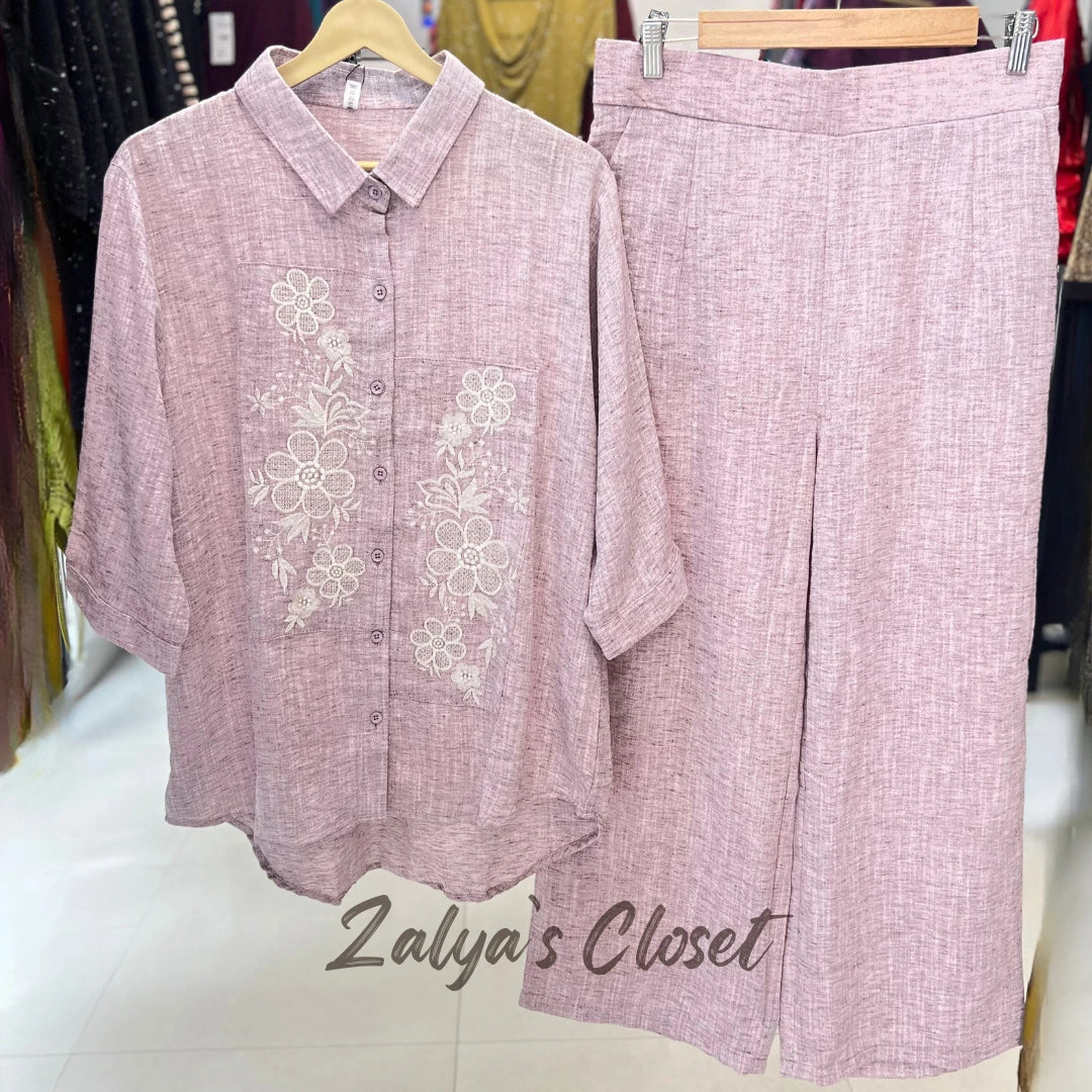 Linen Embroidered Co-ord Set image 9