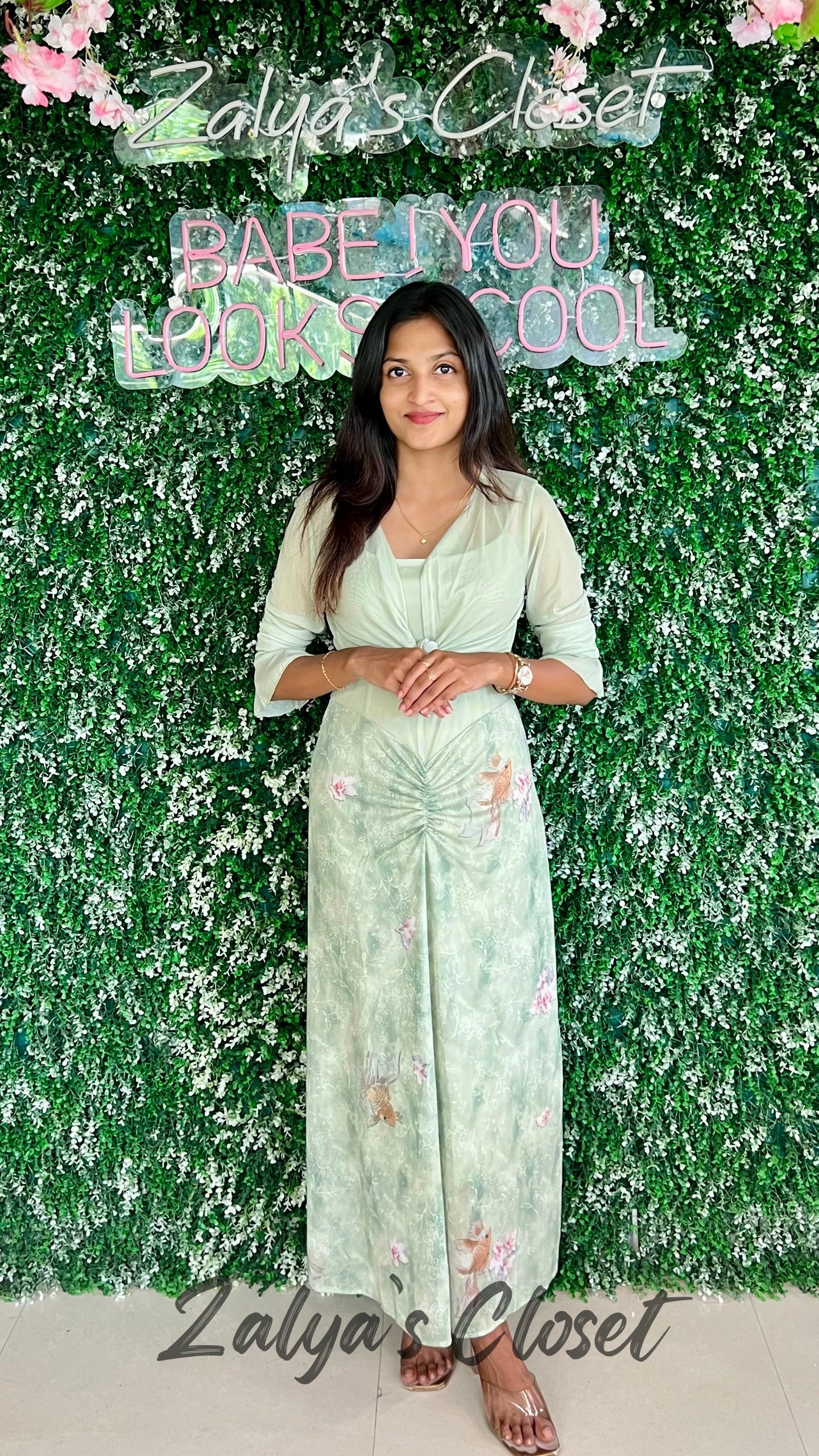 Imported Printed Bodycon Dress with Shrug image 1