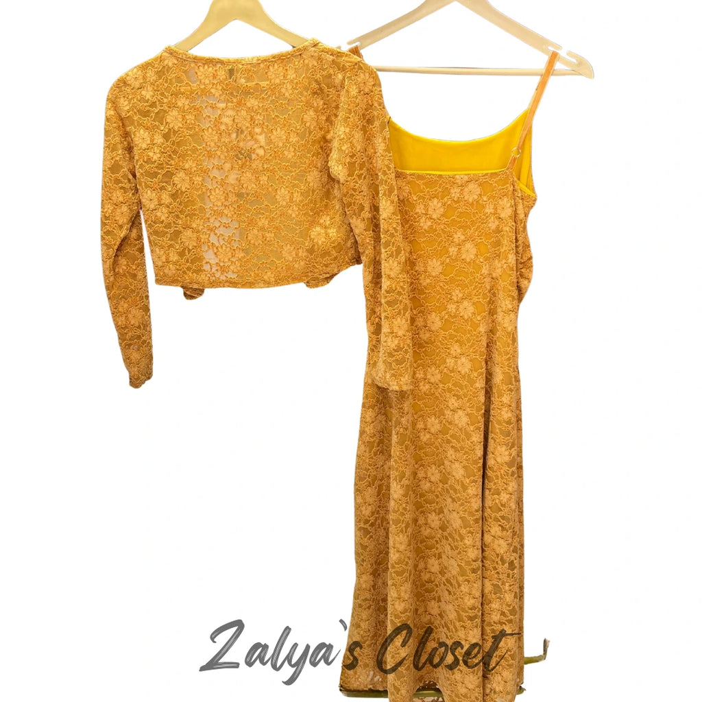 Imported Lace Design Slip Dress with Shrug image 8