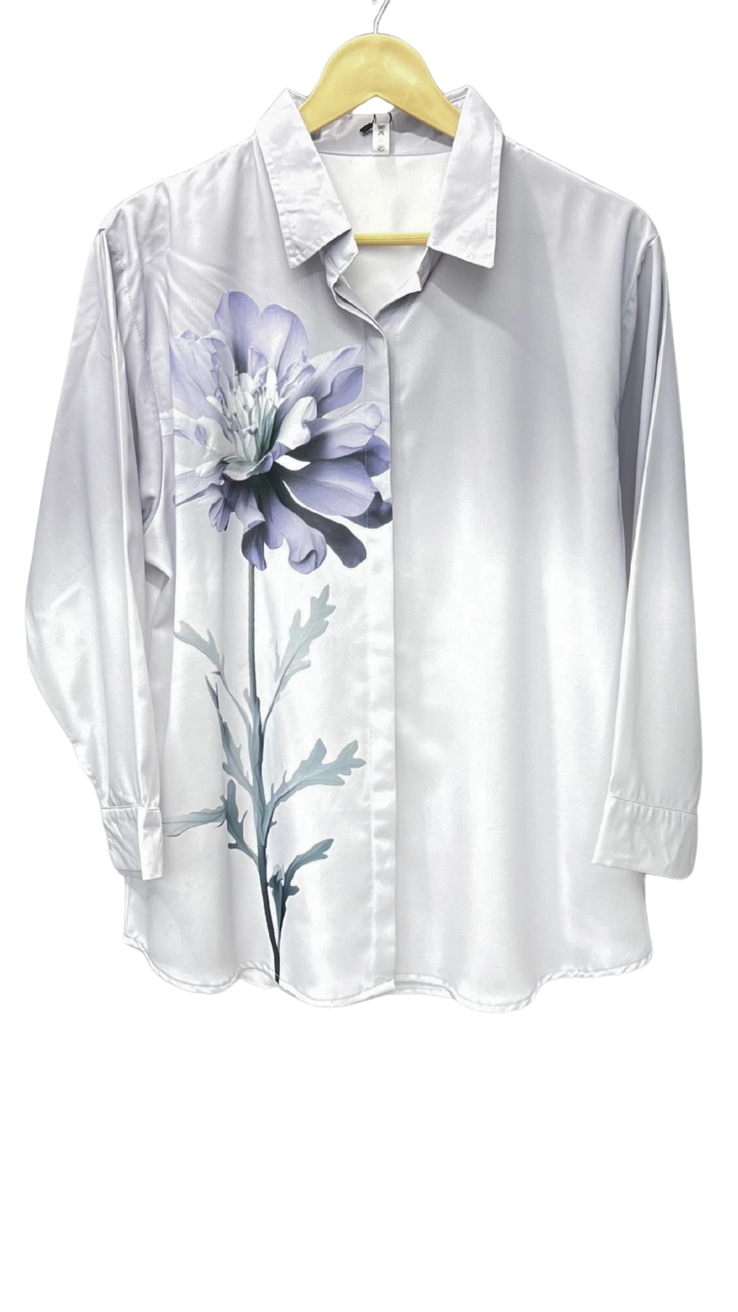 One Side Flower Printed Ombre Shirt - Lavendar, 36 - 40 image