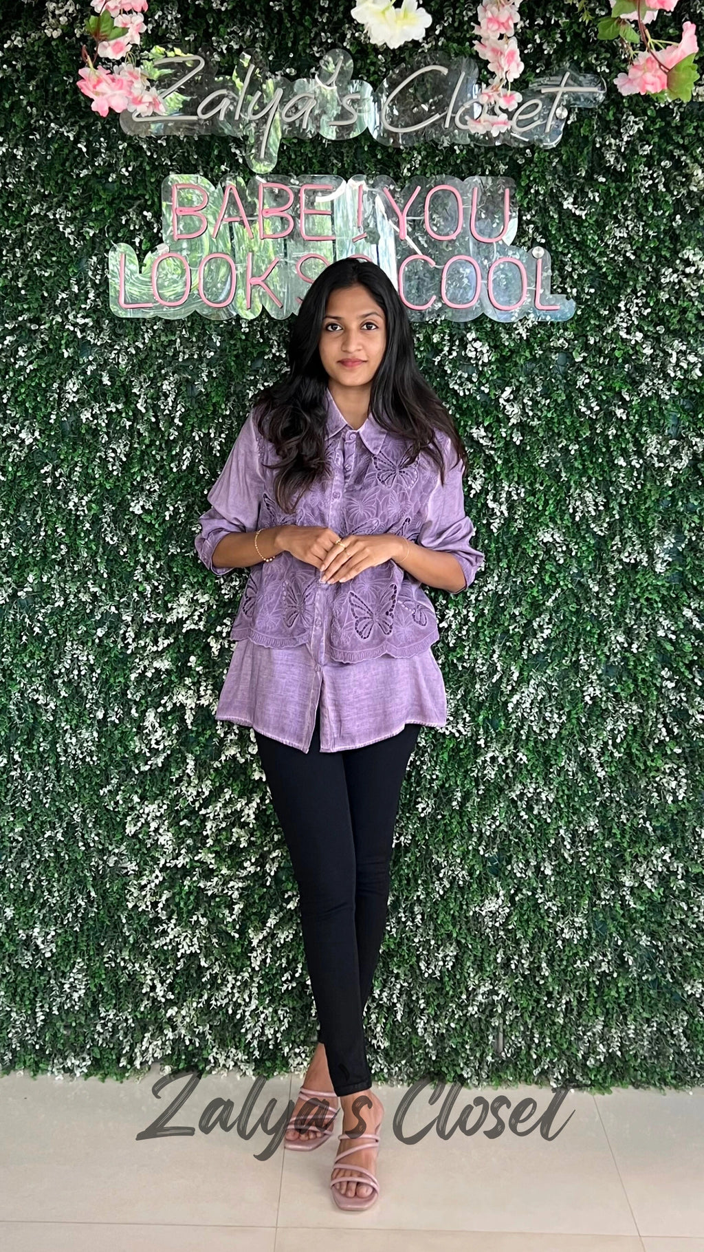 Imported Double Layer Acid Wash Shirt - Purple image