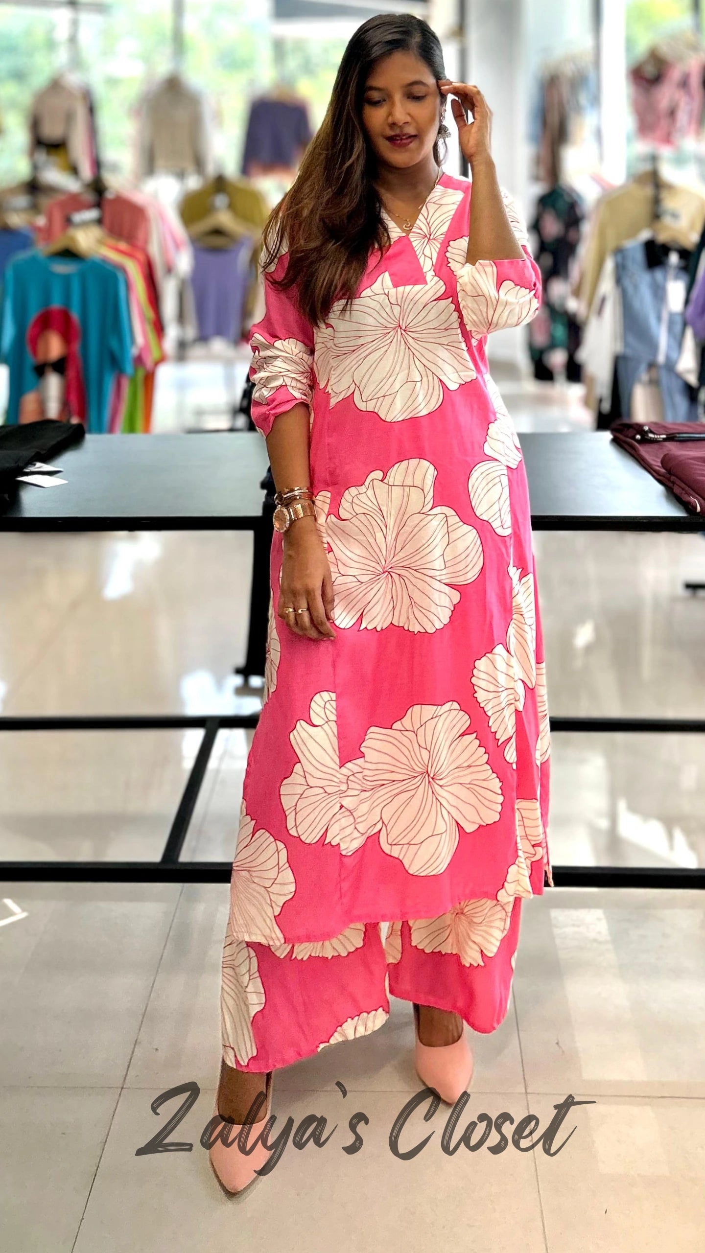 Cotton Same Print Kurta and Pant Co-ord Set image 0