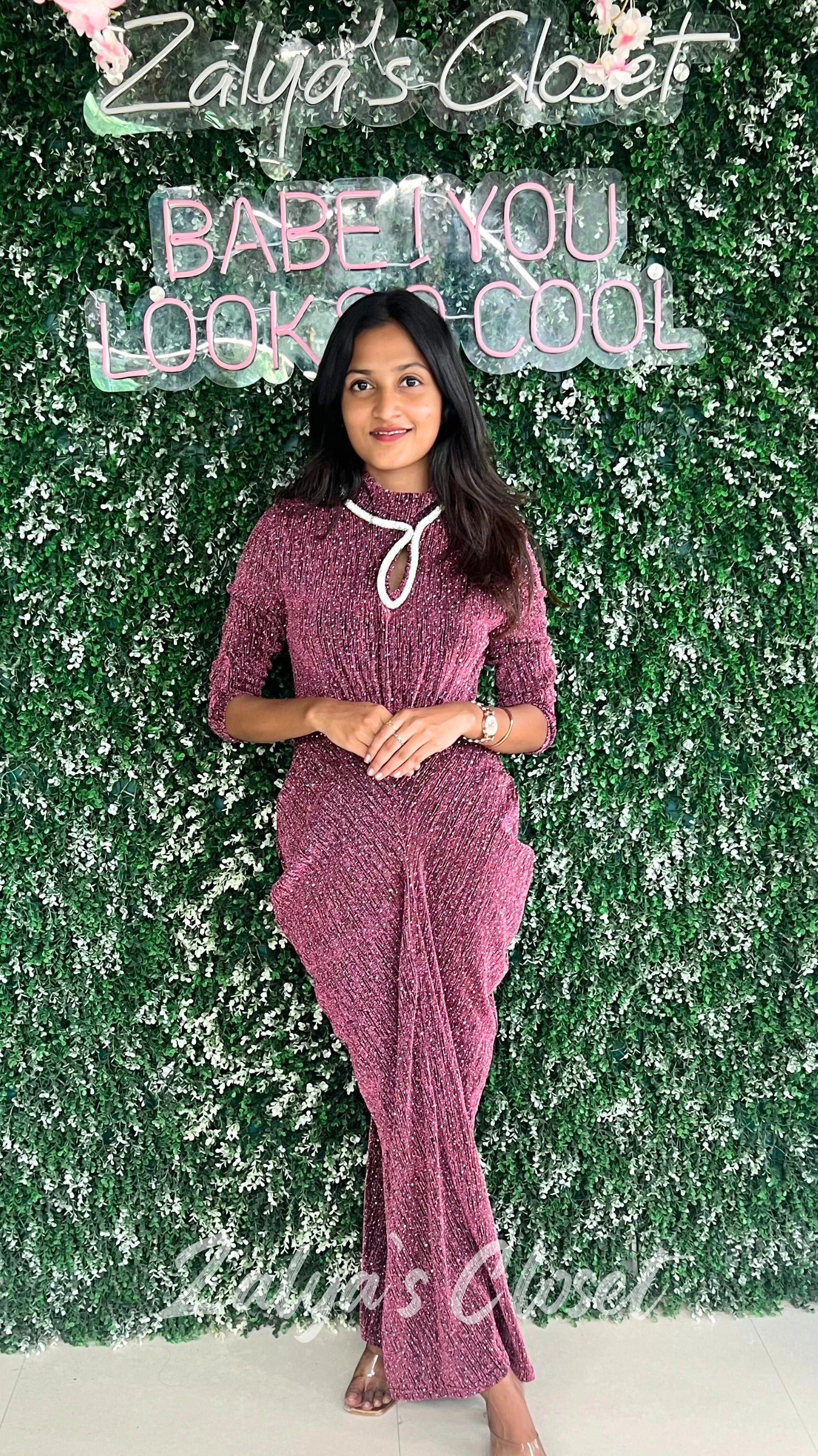 Imported Keyhole Design Dress - Pink image