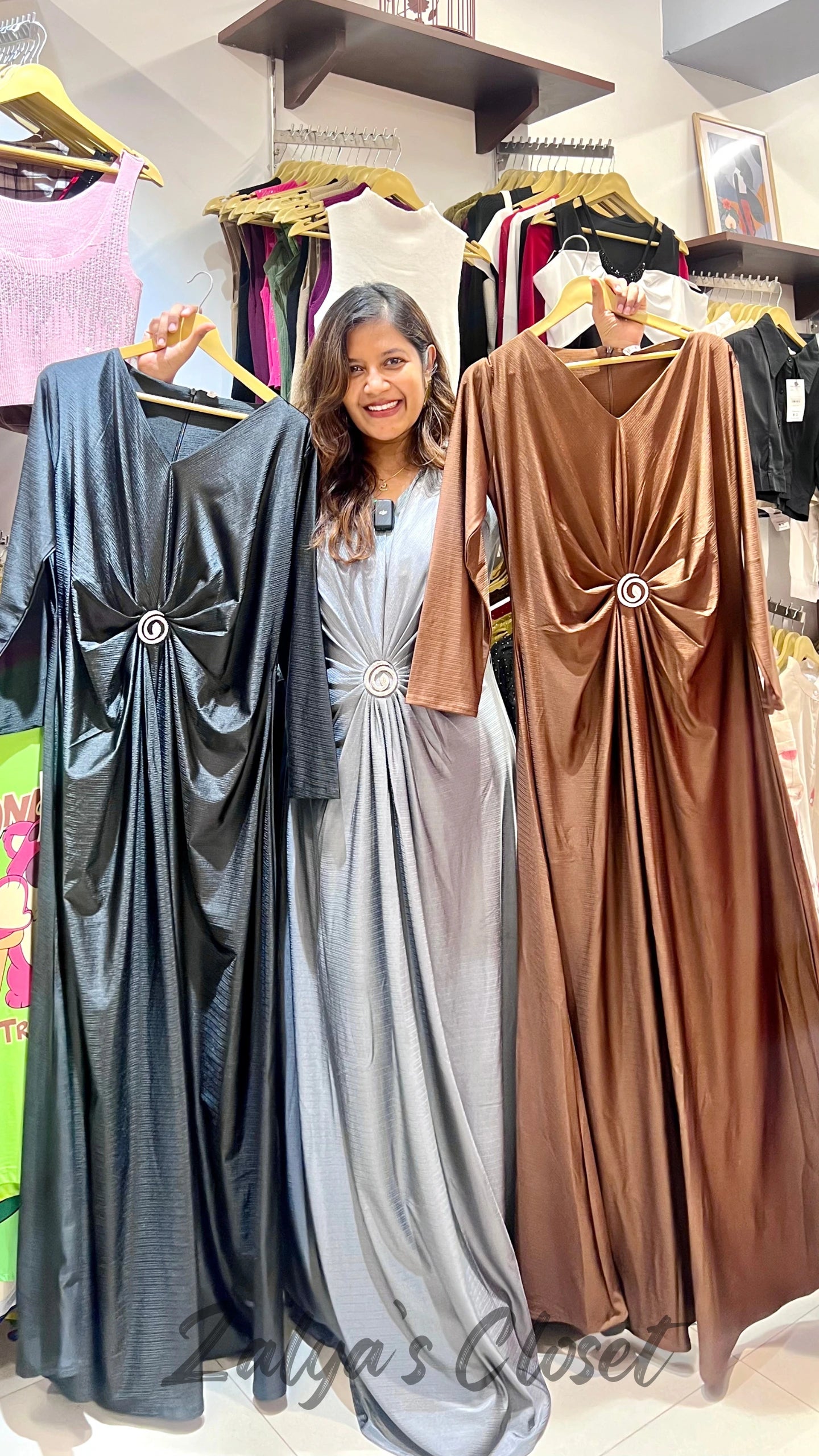 Simple Classy Full Length Dress - Brown, 44 " - 48 " image
