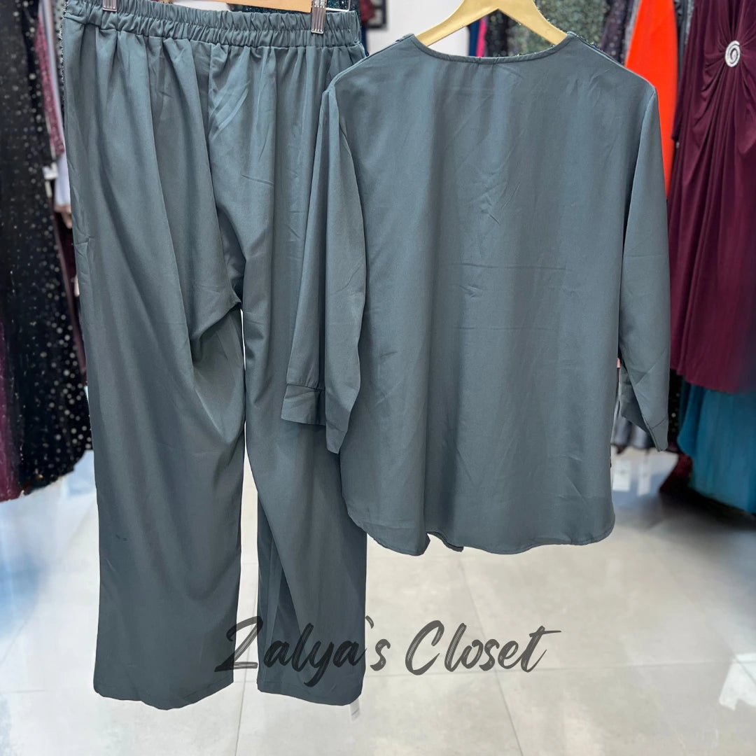 Straight Fit Pant and Solid Top Co-ord Set image 2