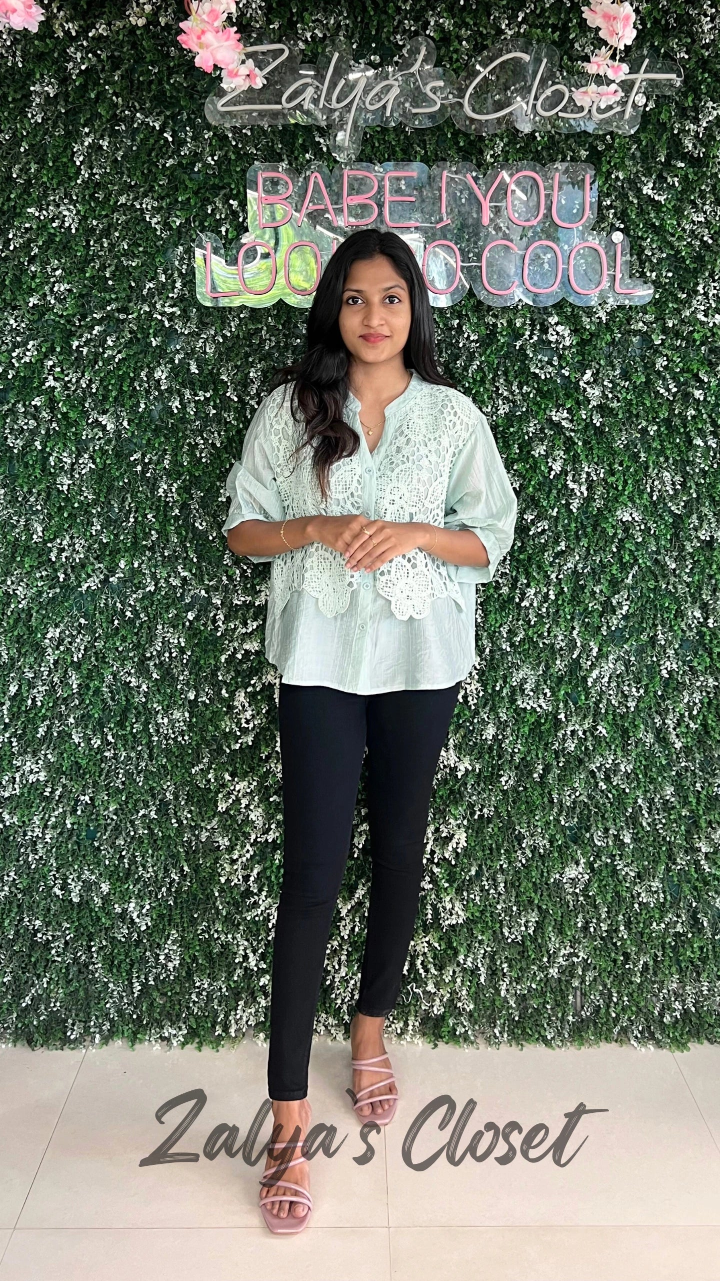 Imported Lace Work Tops - Green image