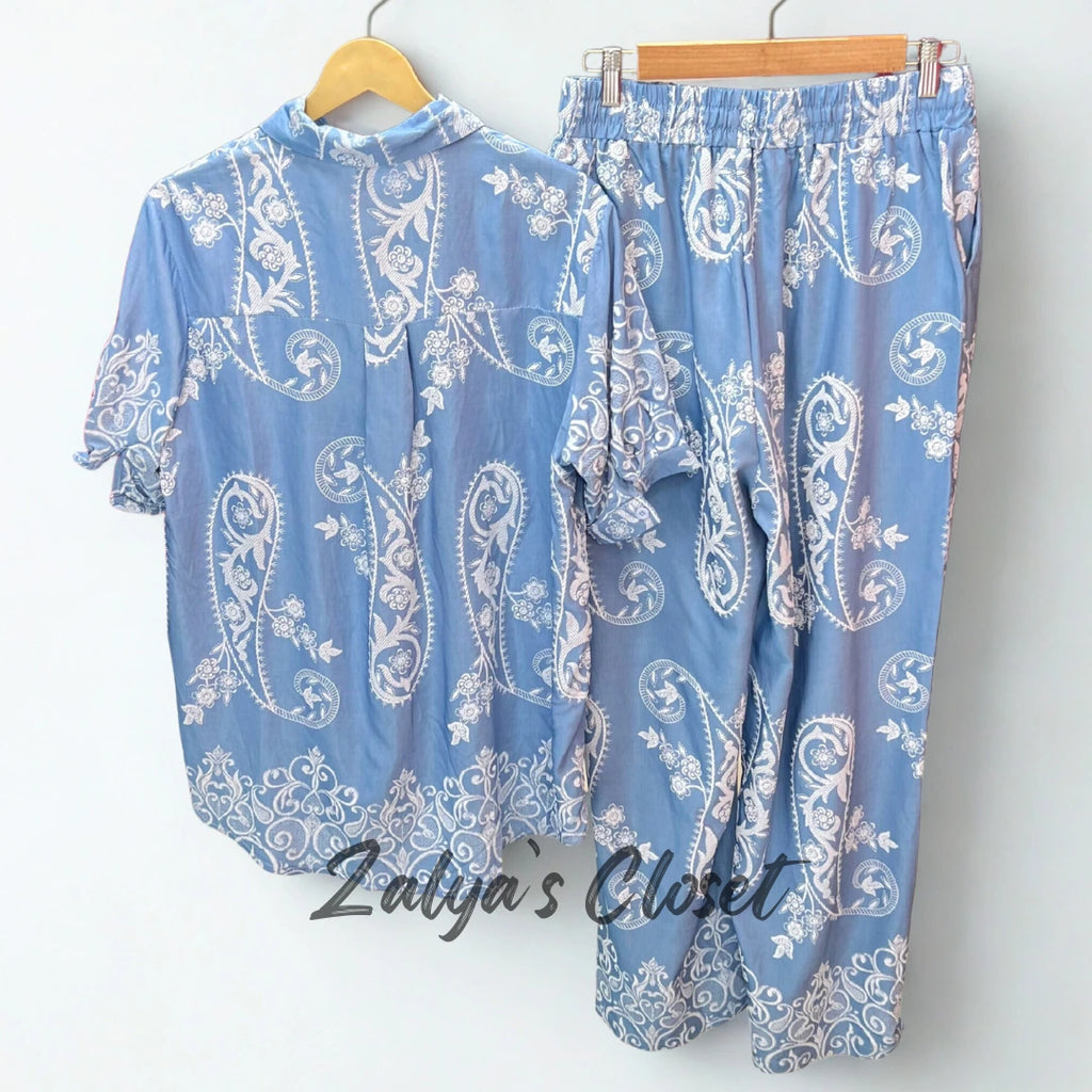 Imported Printed Co-ord Set With Belt image 1