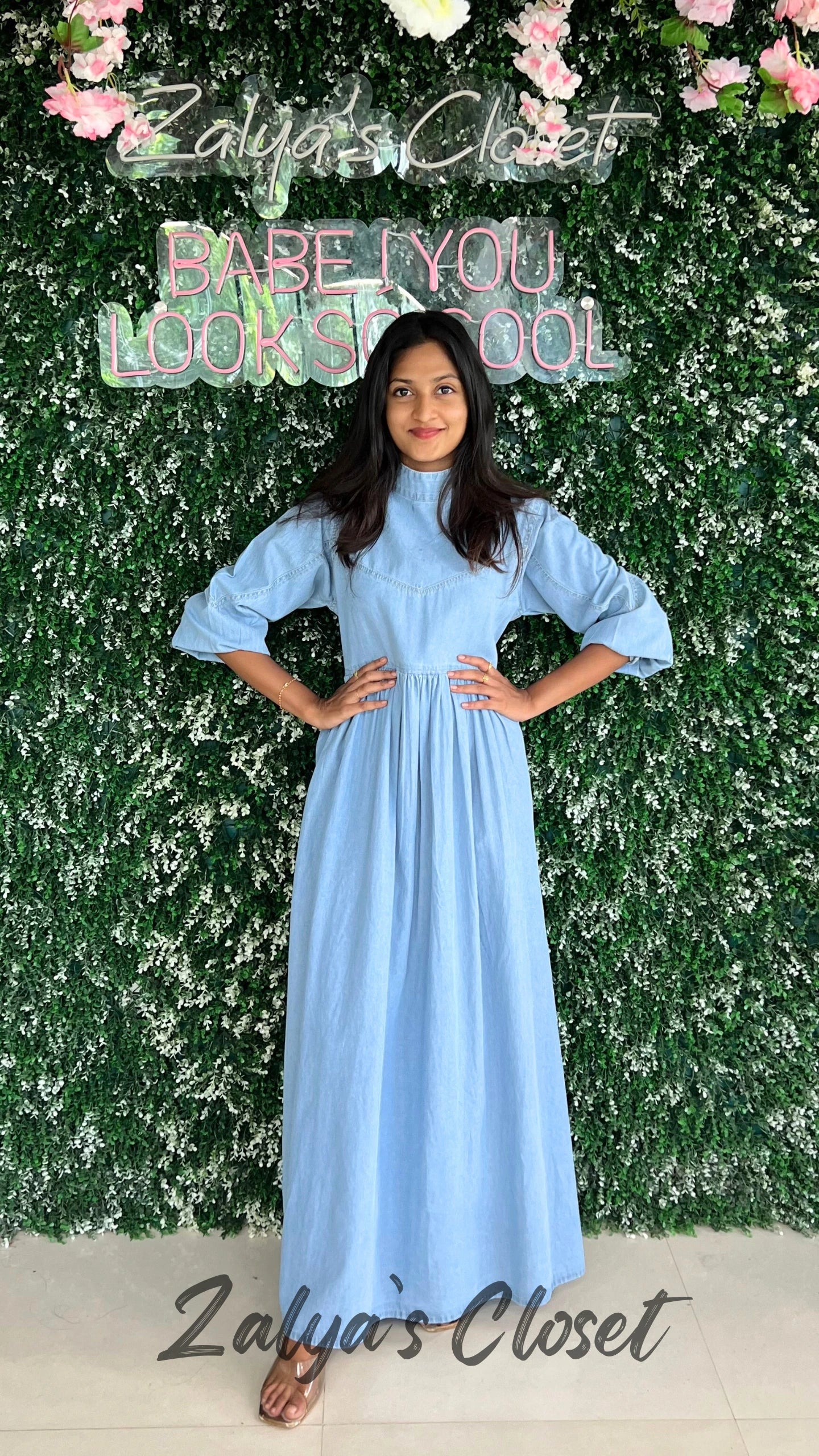 Collar Cotton Denim Long Dress image 3