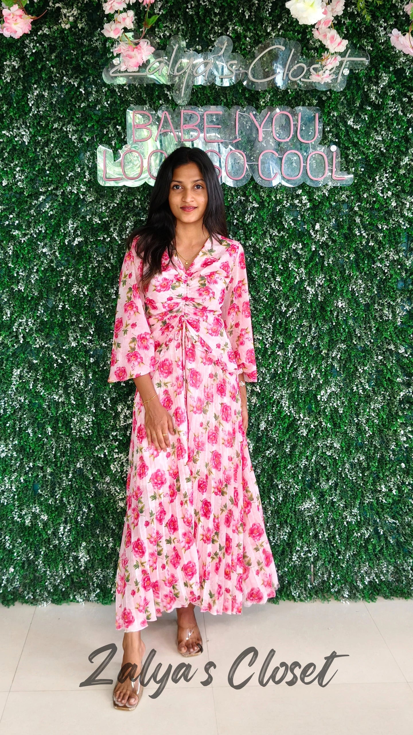 Full Length Floral Printed Dress image 9