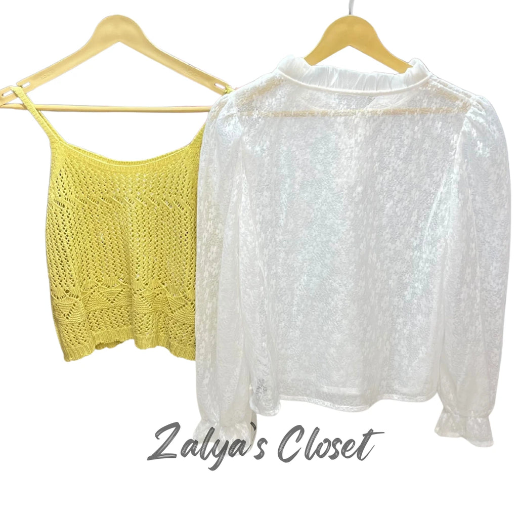 White Lace Top with Vest on Top image 3