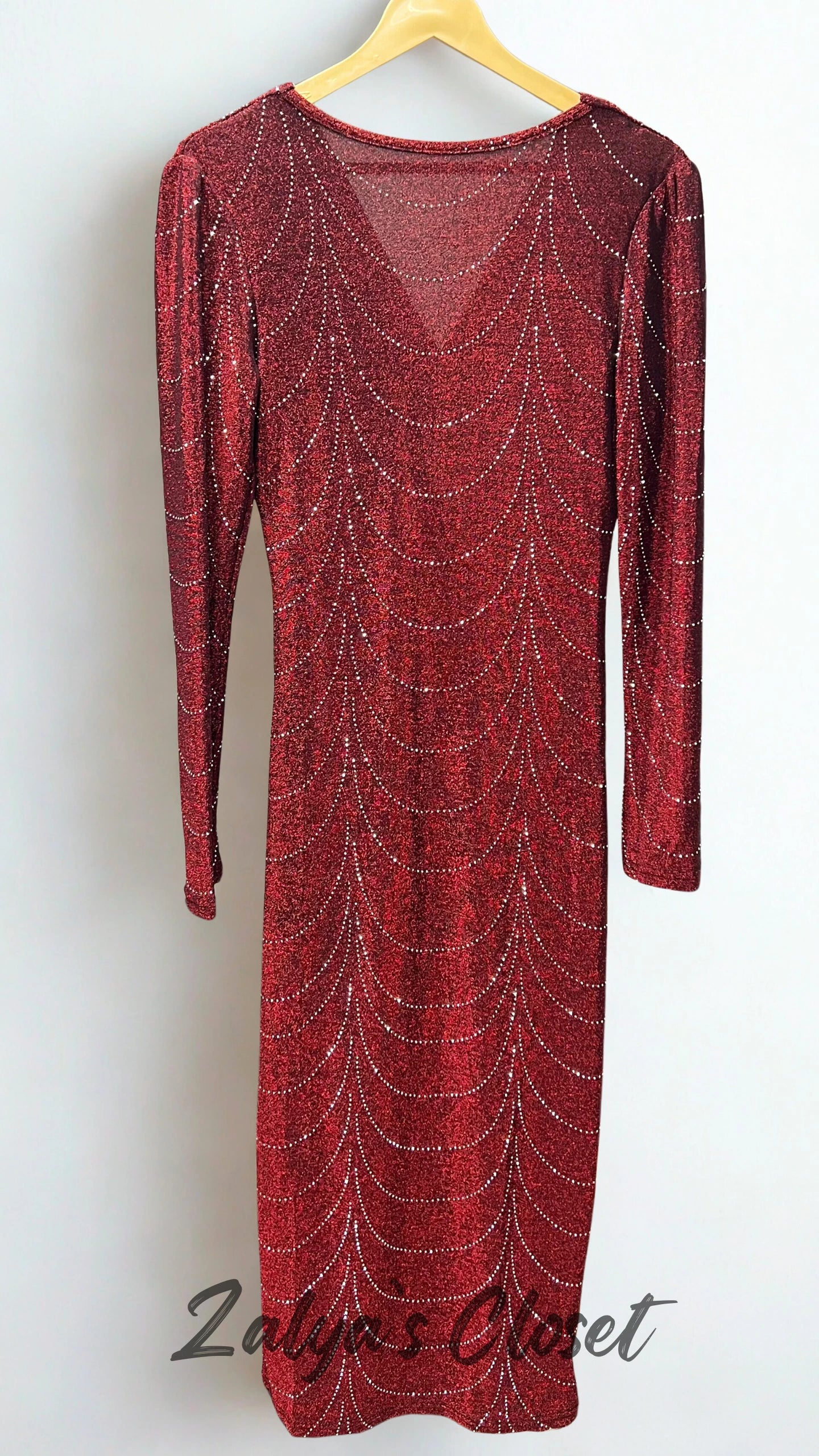 Full Stone Work V-neck Imported Dress image 6