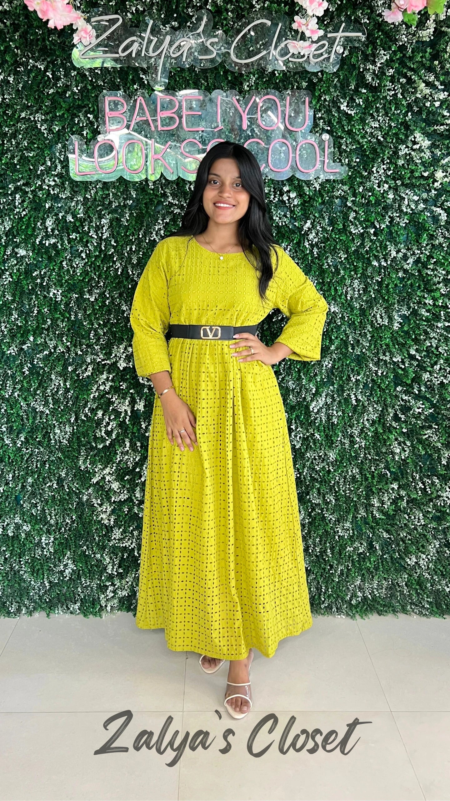 Premium Cotton Schiffli Long Dress With Belt image 6