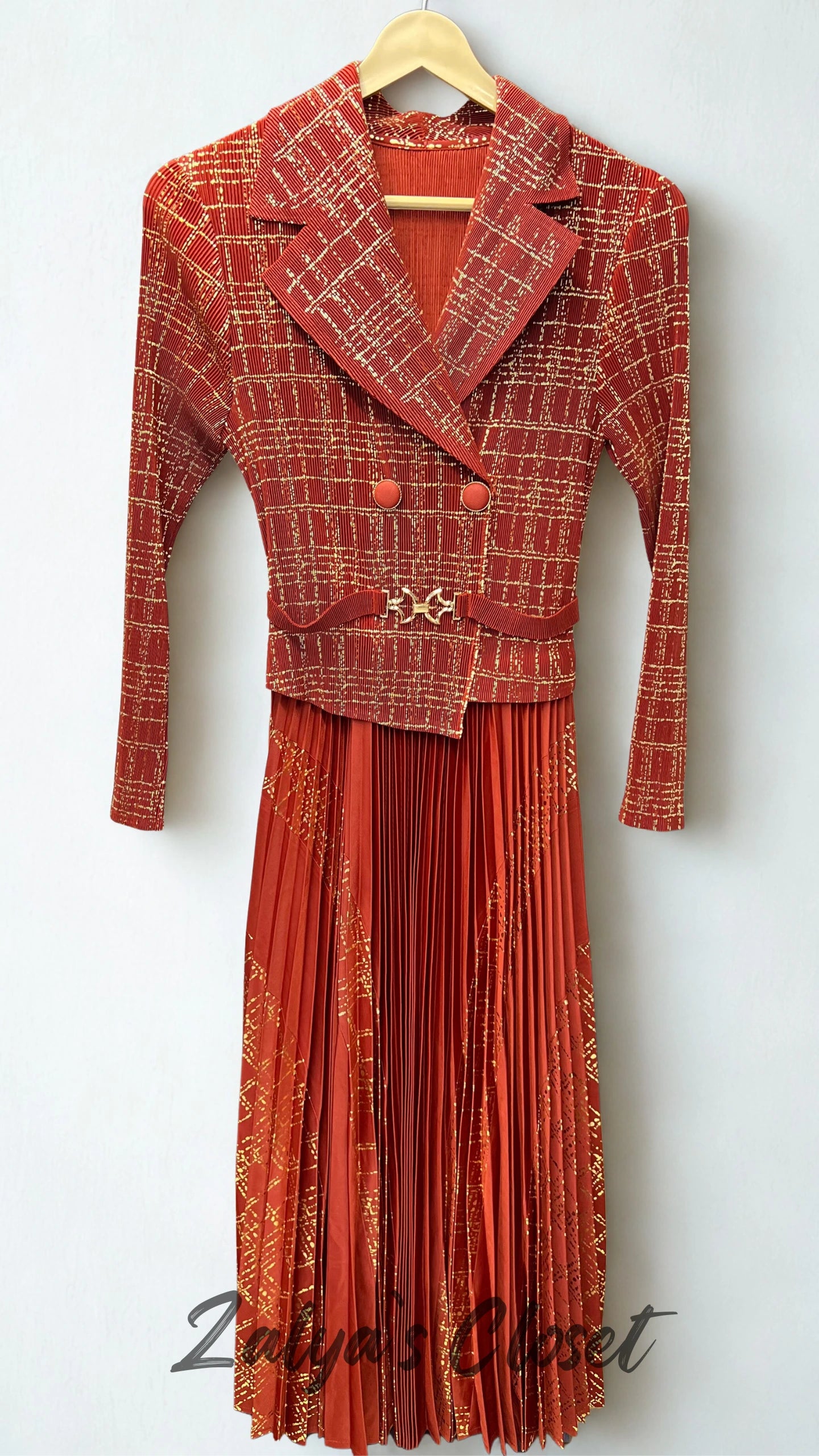 Imported Foil Printed with attached belt Magic Dress image 11