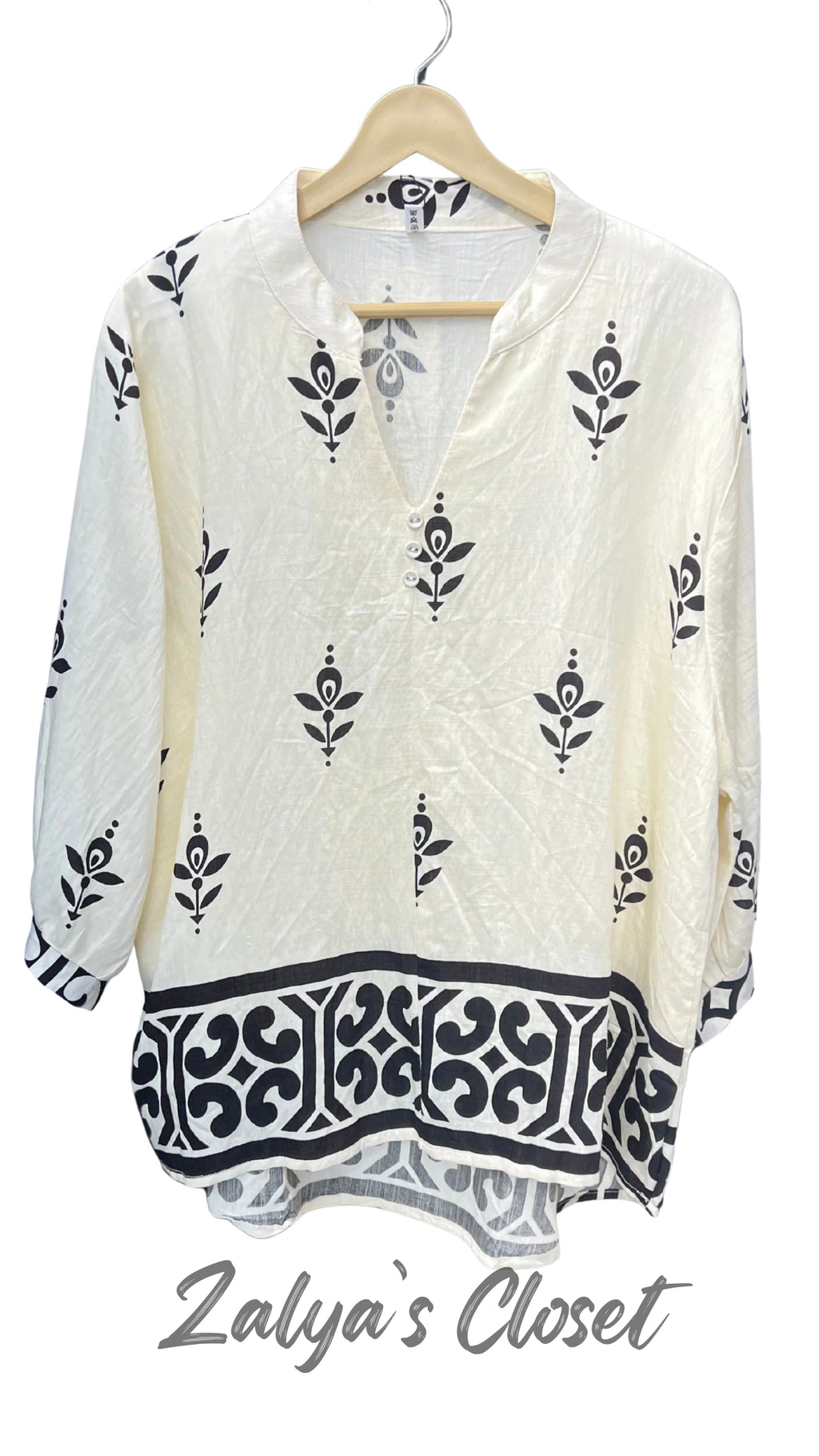 Printed Cotton Tops - Off-white, 44 " - 48 " image