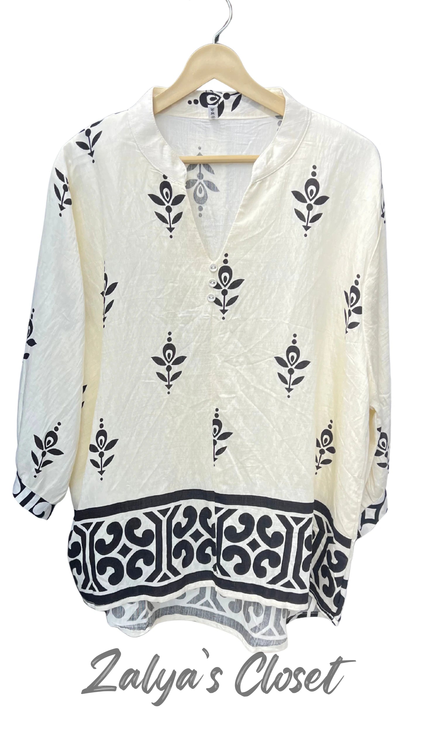 Printed Cotton Tops - Off-white, 44 " - 48 " image